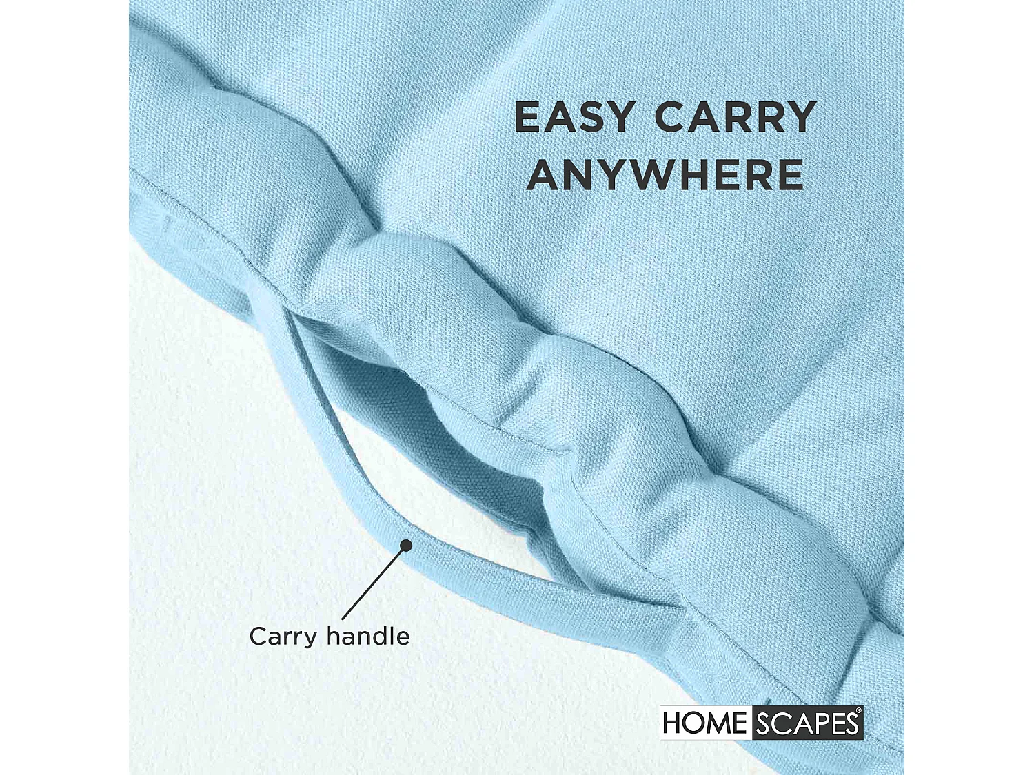 Homescapes 100% Cotton Plain Floor Cushion, 50 x 50 x 10 cm, Blue, OEKO-TEX Certified, Handcrafted, 20 x 20 x 4"