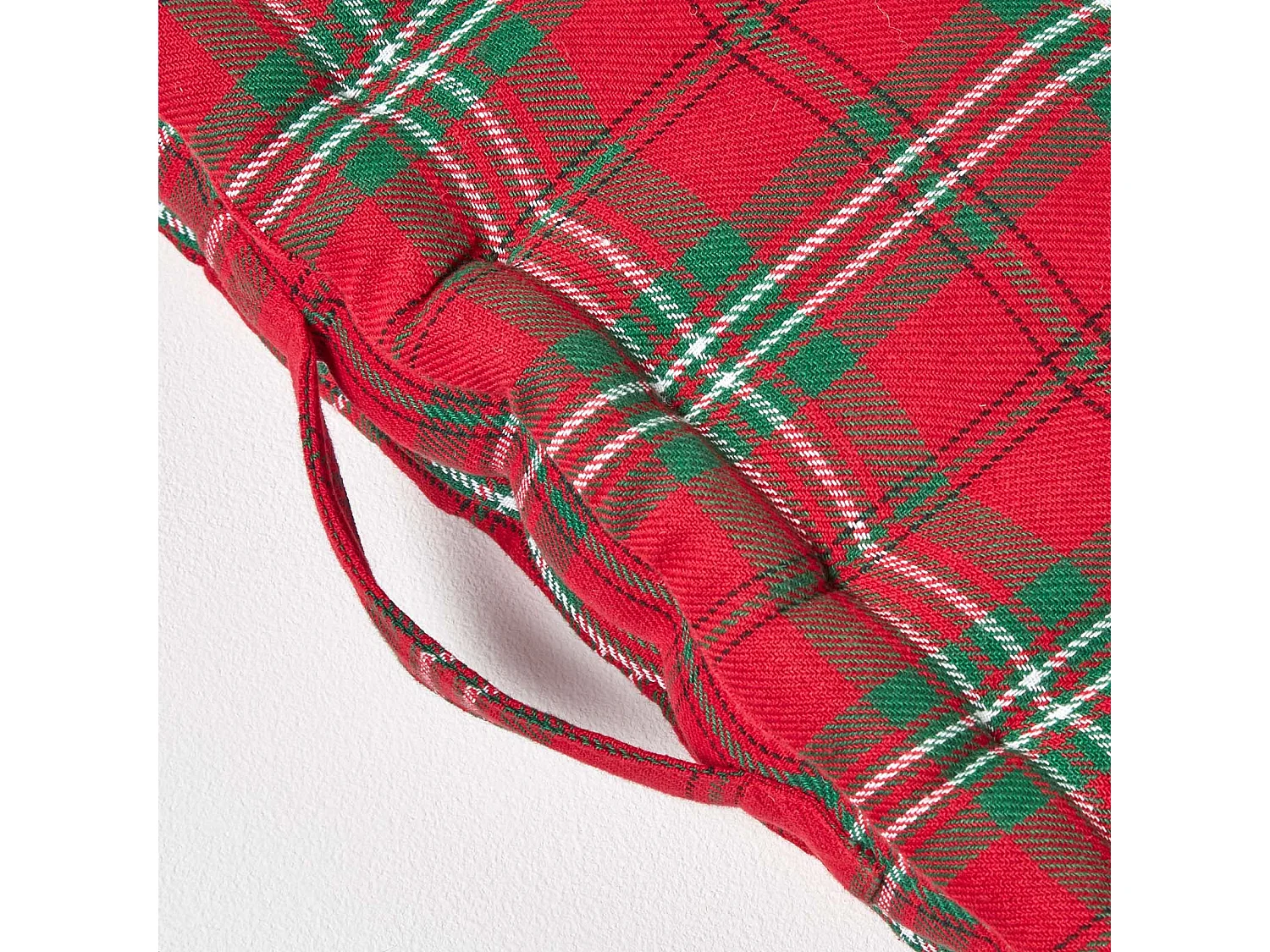 Homescapes 100% Cotton Tartan Floor Cushion, 40 x 40 x 8 cm, Red, OEKO-TEX Certified, Handcrafted, 16 x 16 x 3"