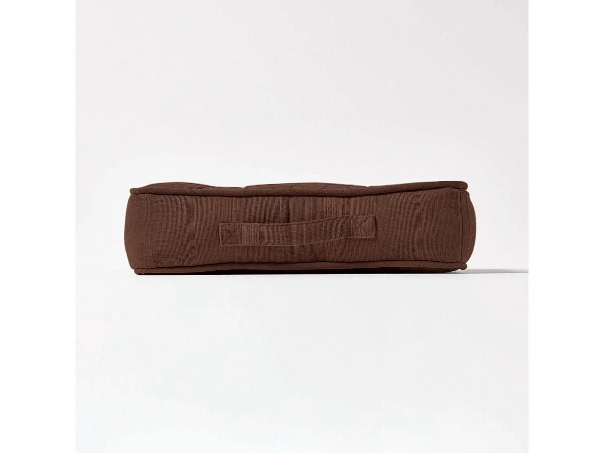 Homescapes 100% Cotton Rajput Floor Cushion, 40 x 40 x 8 cm, Brown, OEKO-TEX Certified, Handcrafted, 16 x 16 x 3"
