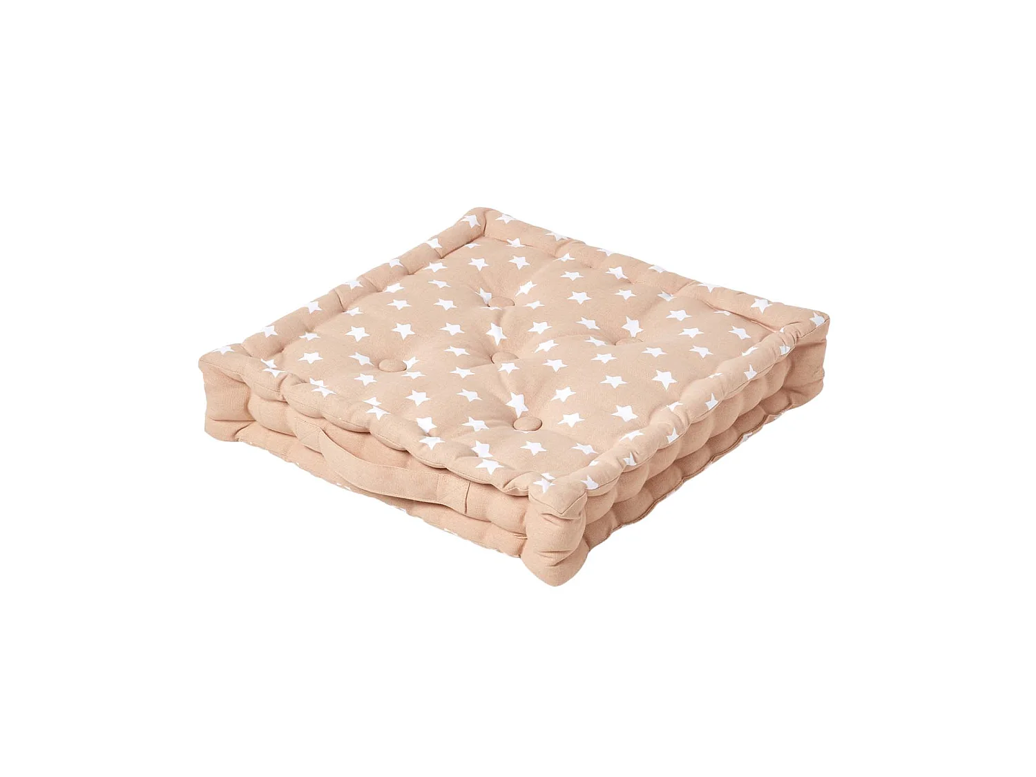 Homescapes 100% Cotton Stars Floor Cushion, 50 x 50 x 10 cm, Beige, OEKO-TEX Certified, Handcrafted, 20 x 20 x 4"