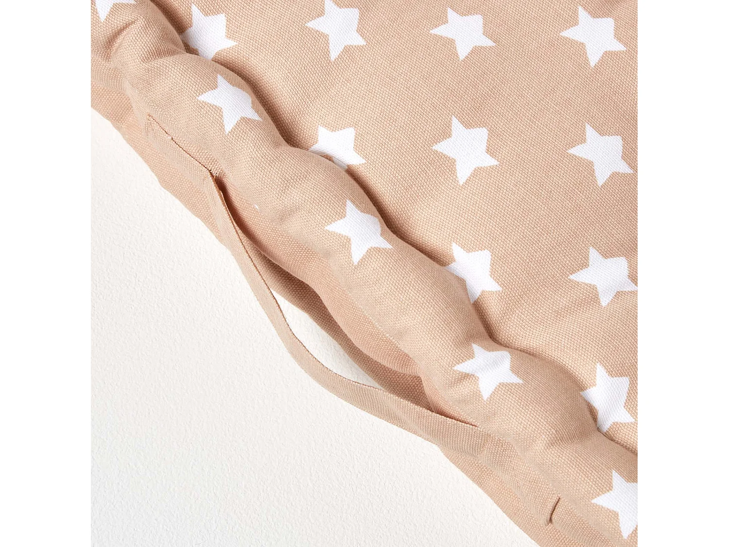 Homescapes 100% Cotton Stars Floor Cushion, 50 x 50 x 10 cm, Beige, OEKO-TEX Certified, Handcrafted, 20 x 20 x 4"