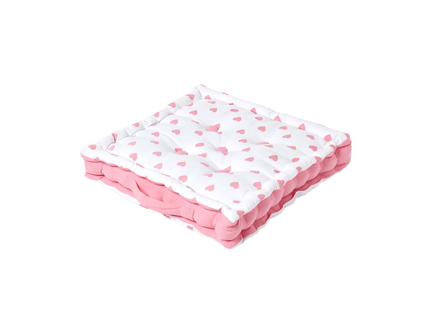 Homescapes 100% Cotton Heart Floor Cushion, 50 x 50 x 10 cm, Pink, OEKO-TEX Certified, Handcrafted, 20 x 20 x 4"