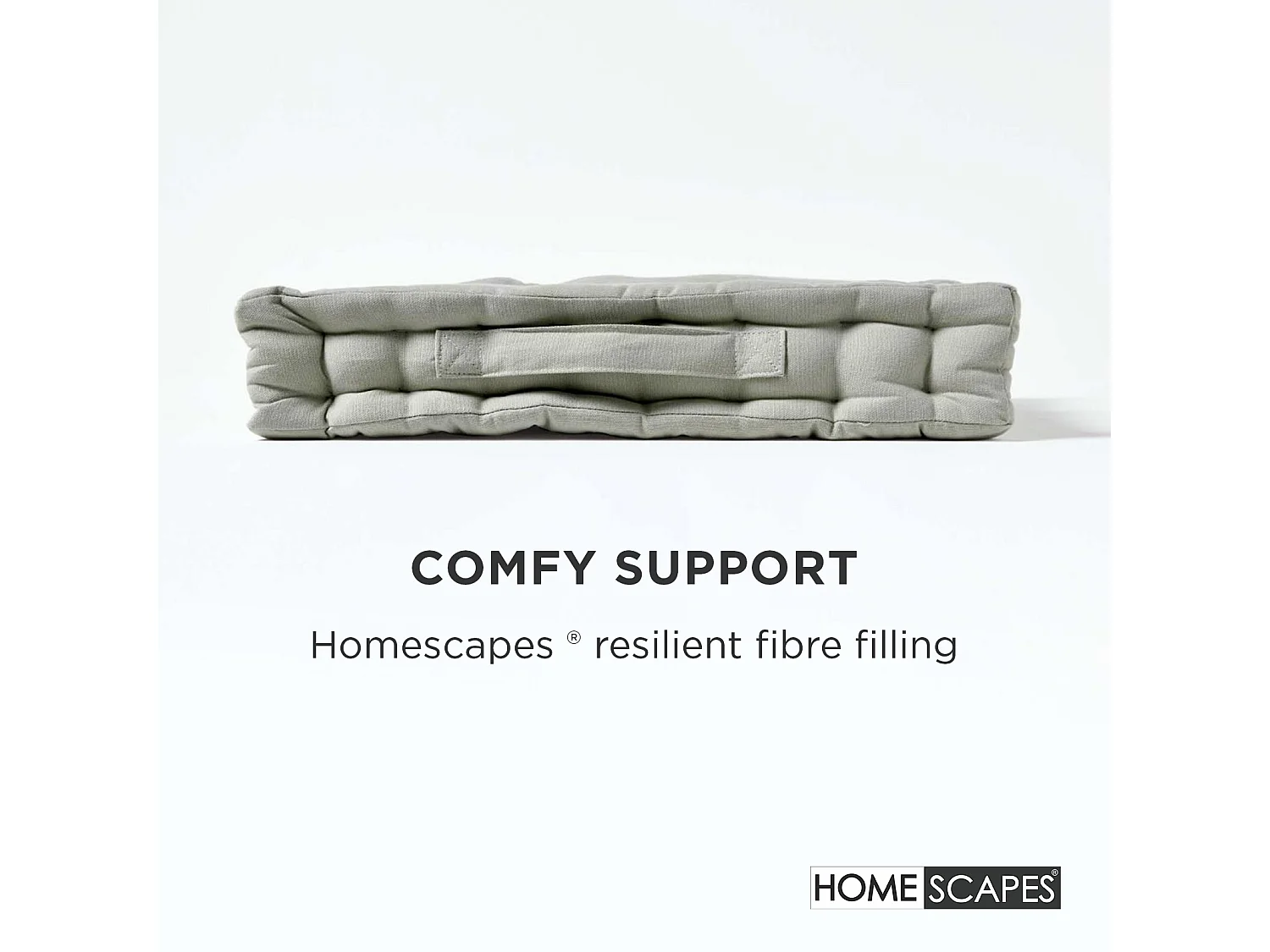 Homescapes 100% Cotton Plain Floor Cushion, 50 x 50 x 10 cm, Grey, OEKO-TEX Certified, Handcrafted, 20 x 20 x 4"