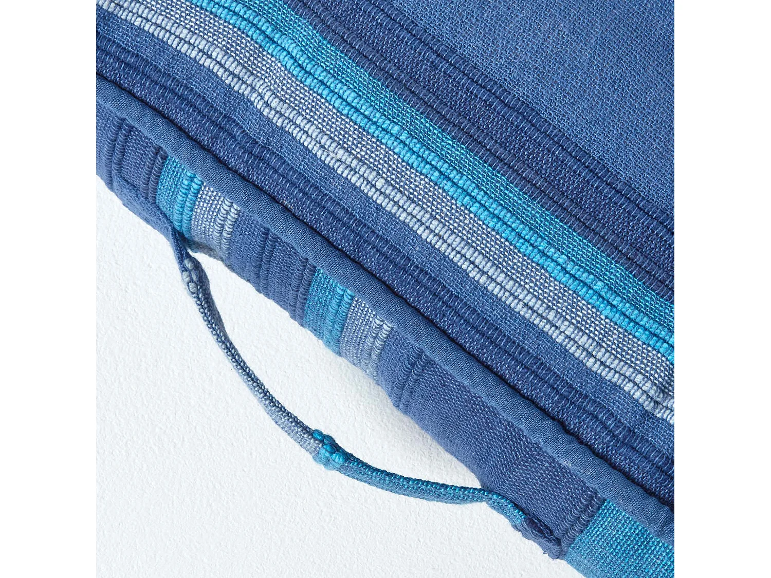 Homescapes 100% Cotton Morocco Floor Cushion, 40 x 40 x 8 cm, Blue, Stripe, OEKO-TEX Certified, Handcrafted, 16 x 16 x 3"