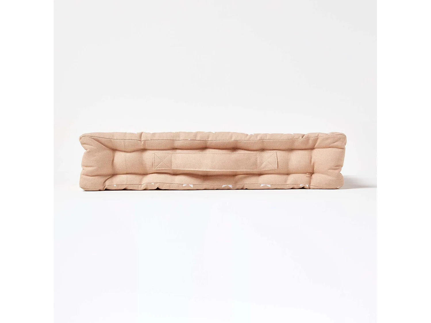 Homescapes 100% Cotton Stars Floor Cushion, 40 x 40 x 8 cm, Beige, OEKO-TEX Certified, Handcrafted, 16 x 16 x 3"