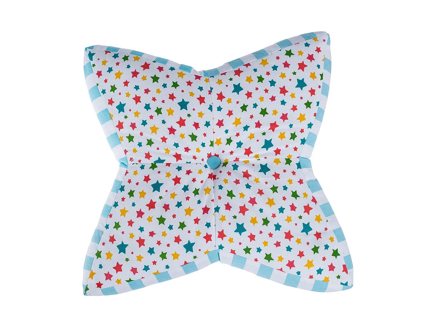 Homescapes 100% Cotton Stars Star Floor Cushion, 48 x 7 cm, Multi Colour, OEKO-TEX Certified, Handcrafted, 19 x 3"
