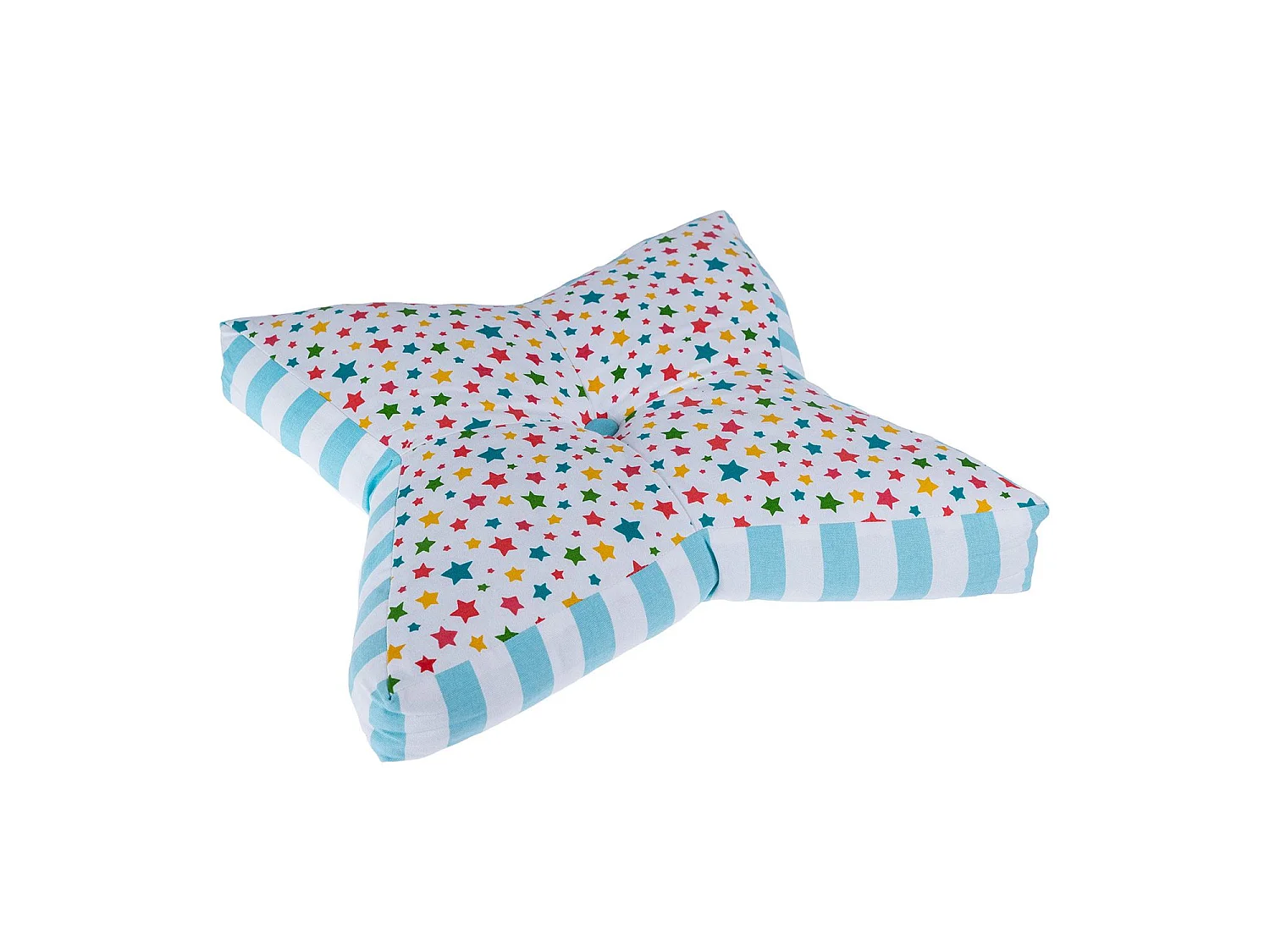 Homescapes 100% Cotton Stars Star Floor Cushion, 48 x 7 cm, Multi Colour, OEKO-TEX Certified, Handcrafted, 19 x 3"