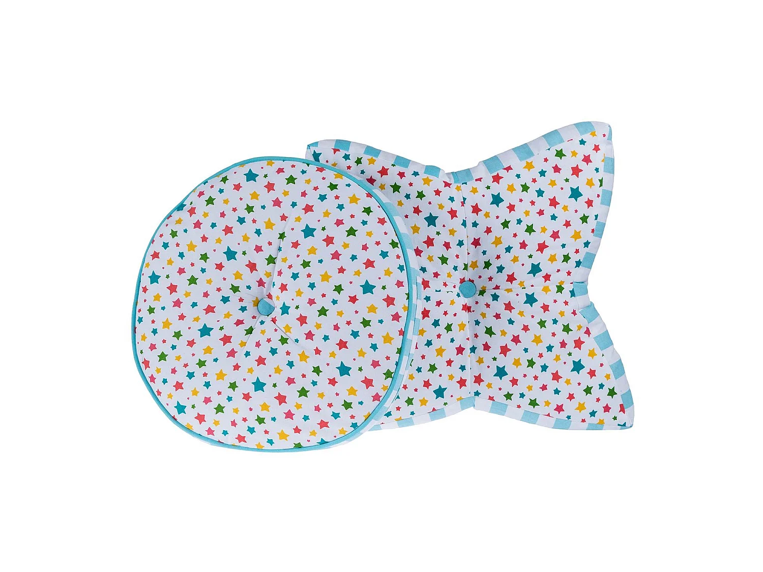 Homescapes 100% Cotton Stars Star Floor Cushion, 48 x 7 cm, Multi Colour, OEKO-TEX Certified, Handcrafted, 19 x 3"