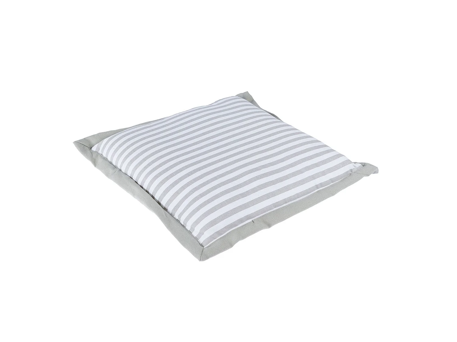 Homescapes 100% Cotton Stripe Floor Cushion, 40 x 40 x 8 cm, Grey, White, OEKO-TEX Certified, Handcrafted, 16 x 16 x 3"