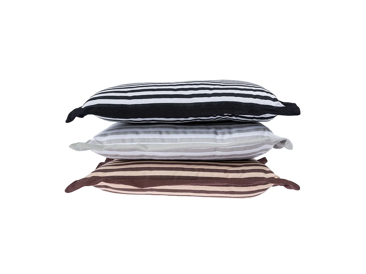 Homescapes 100% Cotton Stripe Floor Cushion, 40 x 40 x 8 cm, Grey, White, OEKO-TEX Certified, Handcrafted, 16 x 16 x 3"