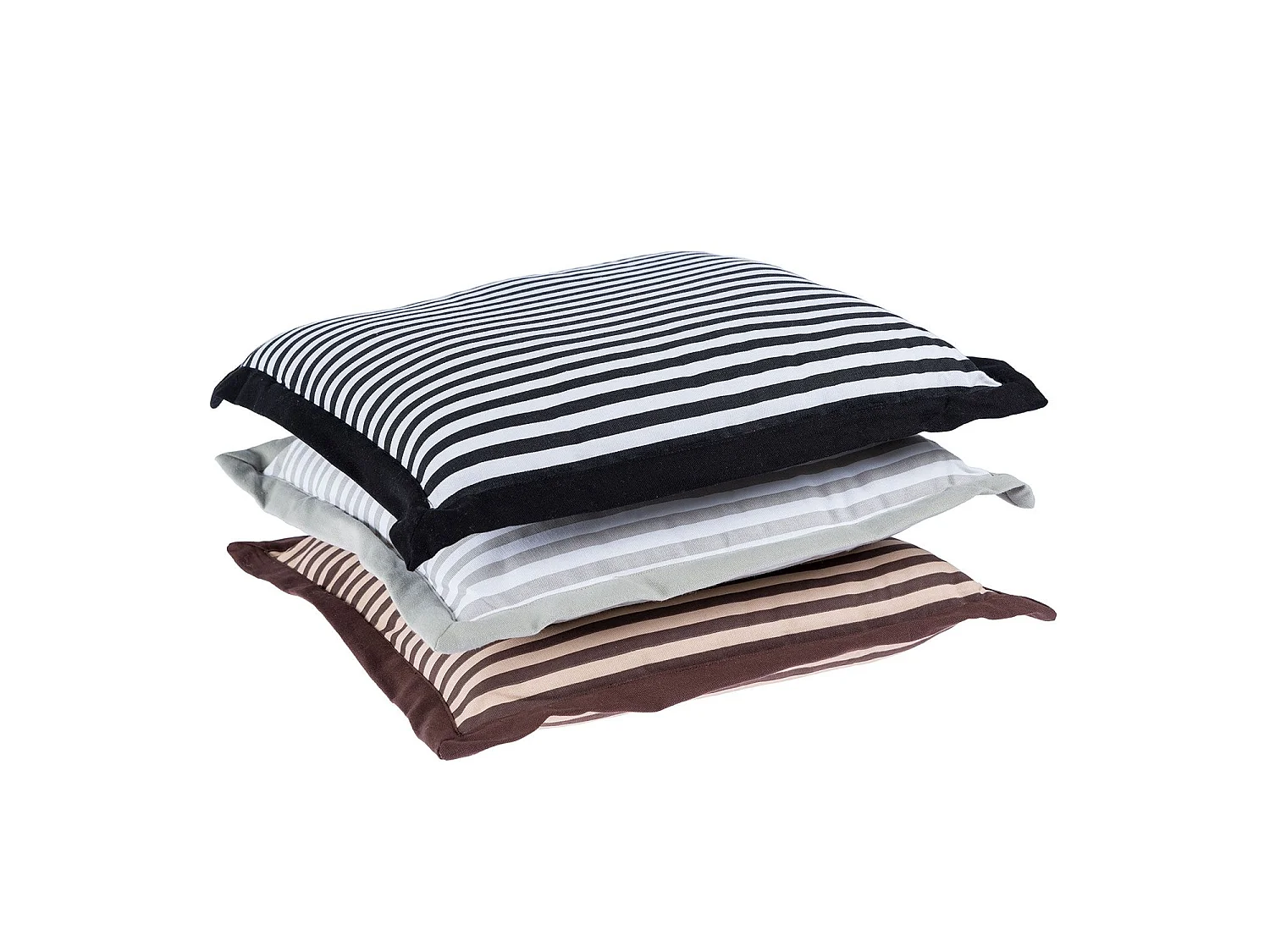 Homescapes 100% Cotton Stripe Floor Cushion, 40 x 40 x 8 cm, Grey, White, OEKO-TEX Certified, Handcrafted, 16 x 16 x 3"