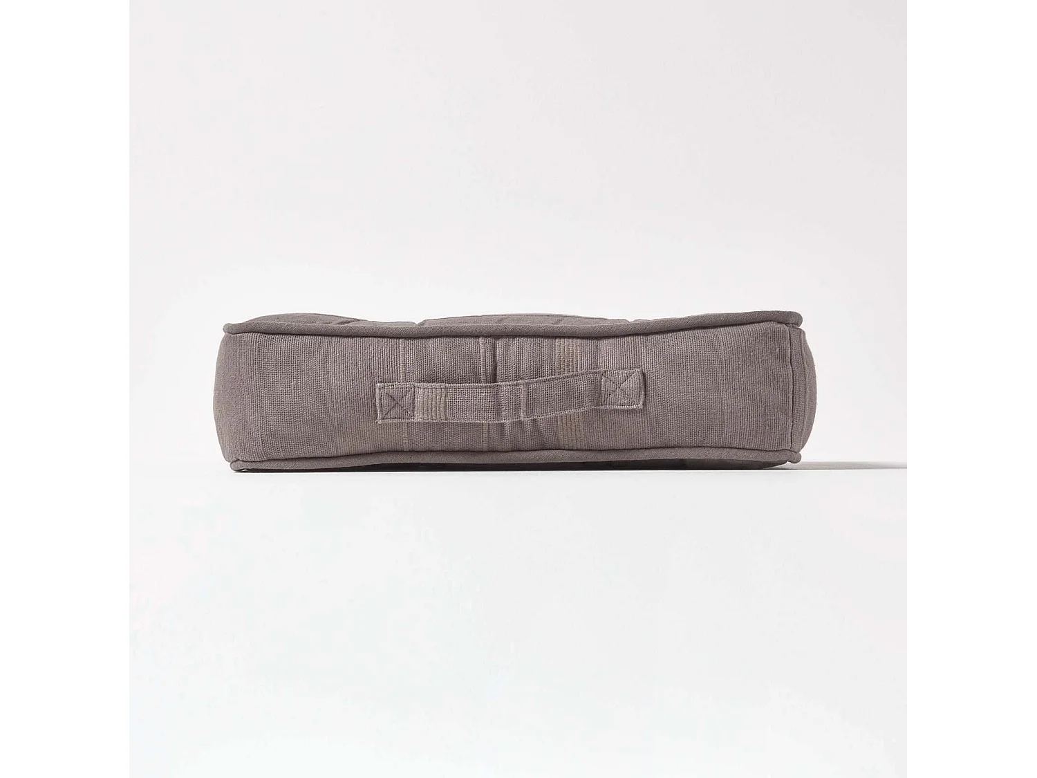 Homescapes 100% Cotton Rajput Floor Cushion, 40 x 40 x 8 cm, Charcoal Grey, OEKO-TEX Certified, Handcrafted, 16 x 16 x 3"
