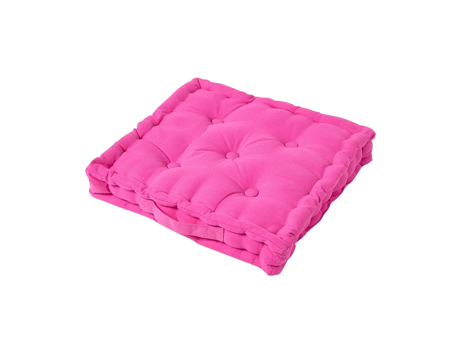 Homescapes 100% Cotton Plain Floor Cushion, 50 x 50 x 10 cm, Hot Pink, OEKO-TEX Certified, Handcrafted, 20 x 20 x 4"