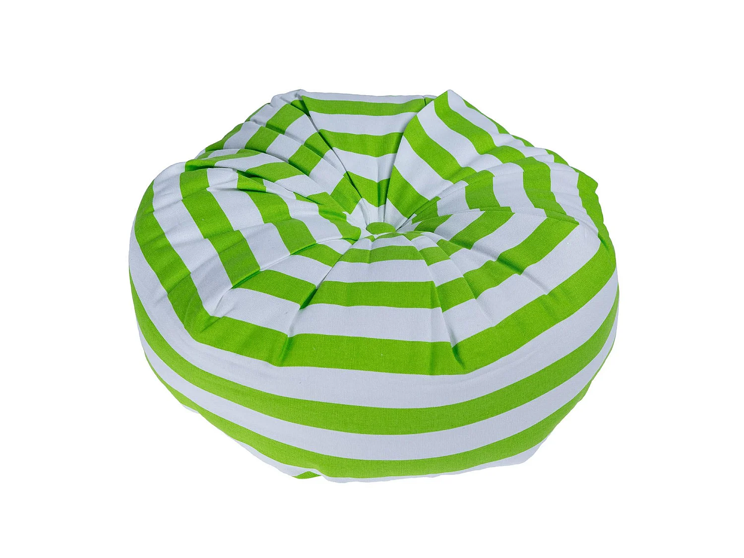 Homescapes 100% Cotton Stripe Round Floor Cushion, 40 x 15 cm, Green, White, OEKO-TEX Certified, Handcrafted, 16 x 6"