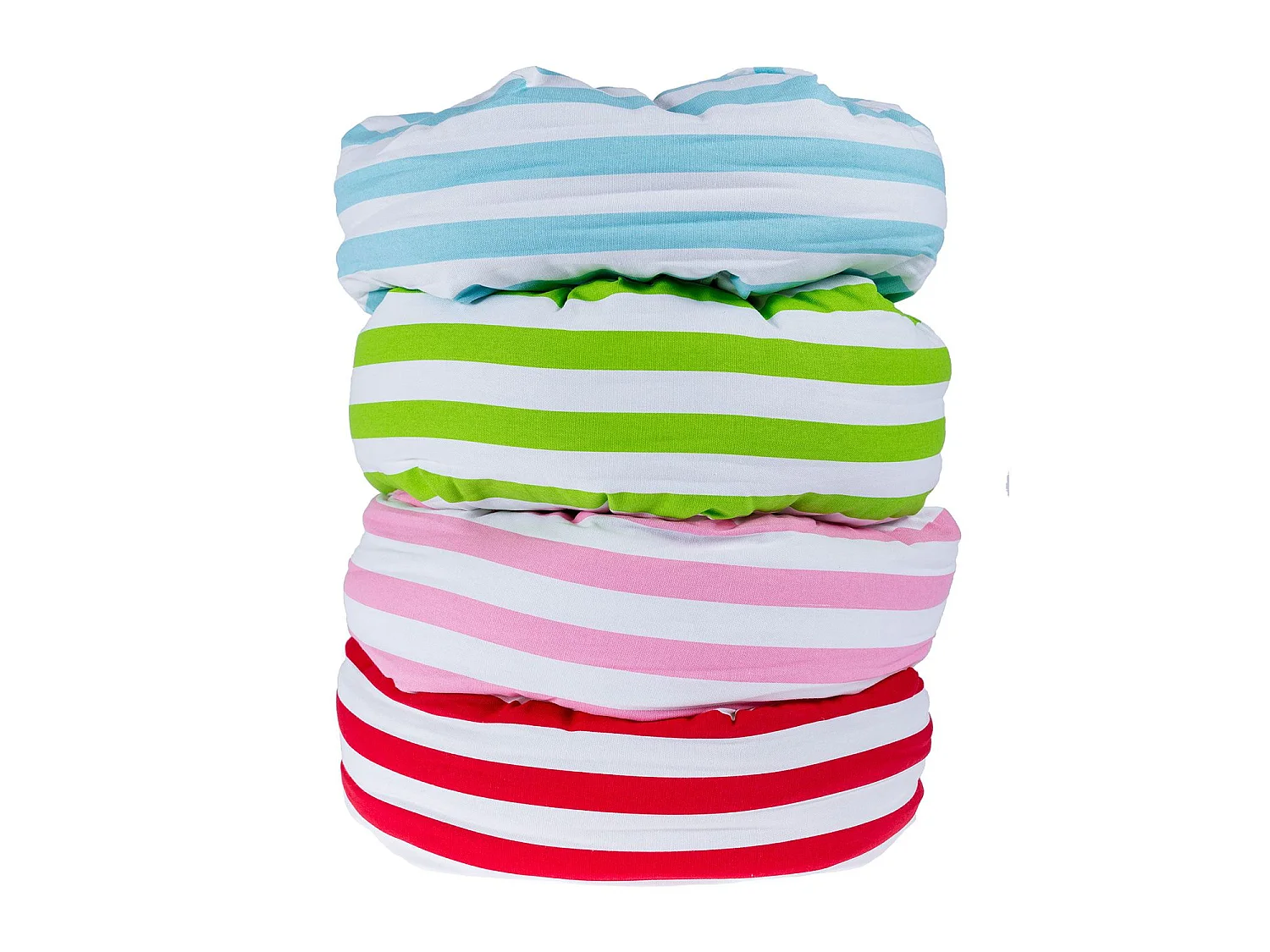 Homescapes 100% Cotton Stripe Round Floor Cushion, 40 x 15 cm, Green, White, OEKO-TEX Certified, Handcrafted, 16 x 6"