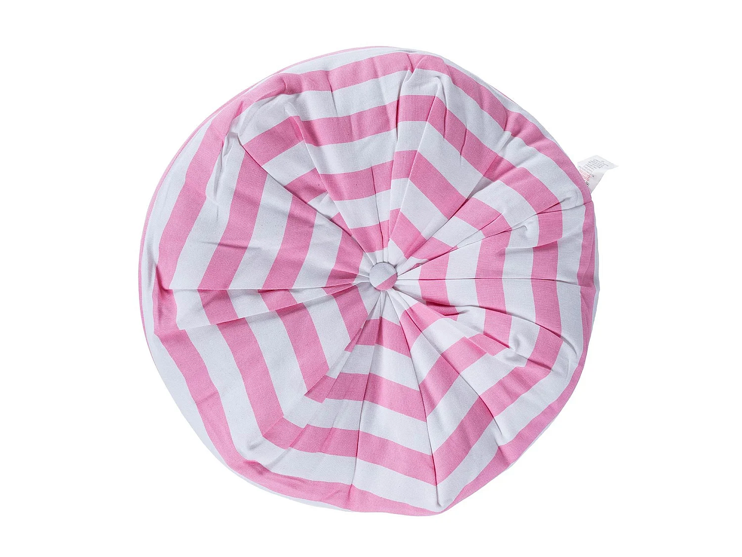 Homescapes 100% Cotton Stripe Round Floor Cushion, 40 x 15 cm, Pink, White, OEKO-TEX Certified, Handcrafted, 16 x 6"