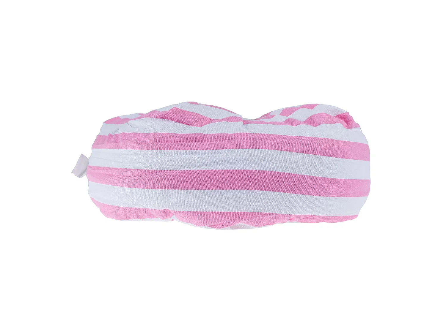 Homescapes 100% Cotton Stripe Round Floor Cushion, 40 x 15 cm, Pink, White, OEKO-TEX Certified, Handcrafted, 16 x 6"