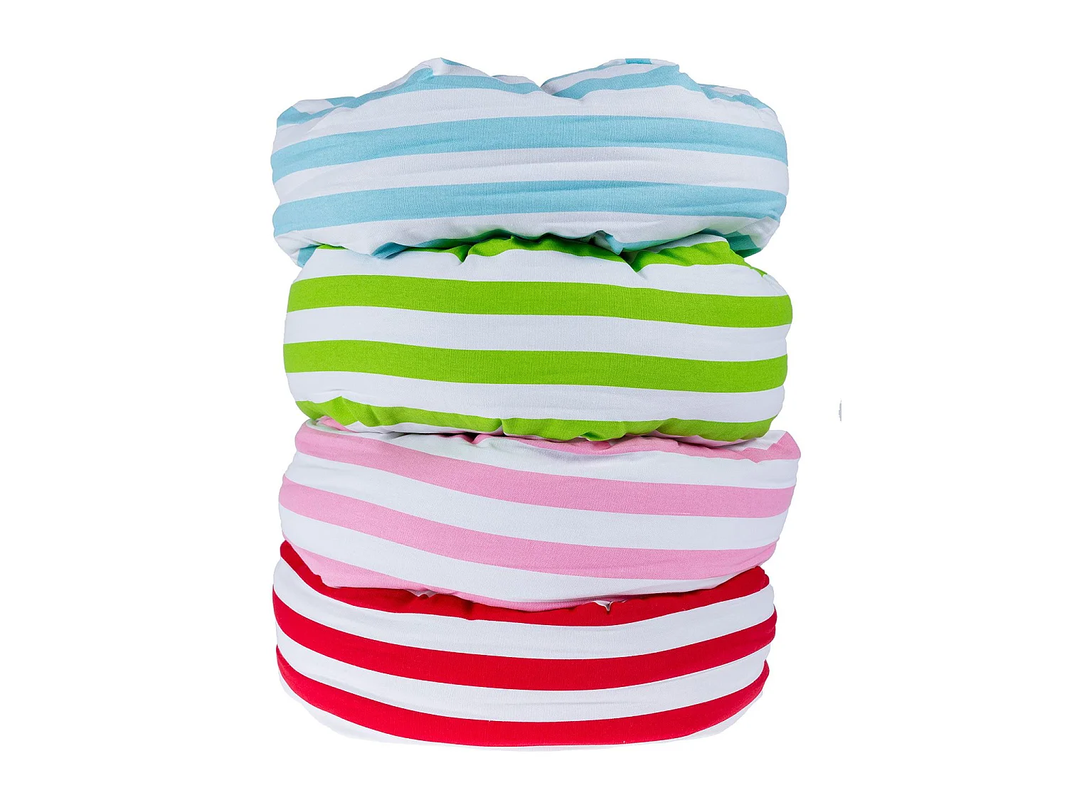 Homescapes 100% Cotton Stripe Round Floor Cushion, 40 x 15 cm, Pink, White, OEKO-TEX Certified, Handcrafted, 16 x 6"