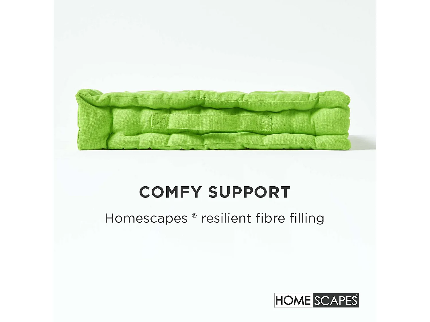 Homescapes 100% Cotton Plain Floor Cushion, 40 x 40 x 8 cm, Green, OEKO-TEX Certified, Handcrafted, 16 x 16 x 3"