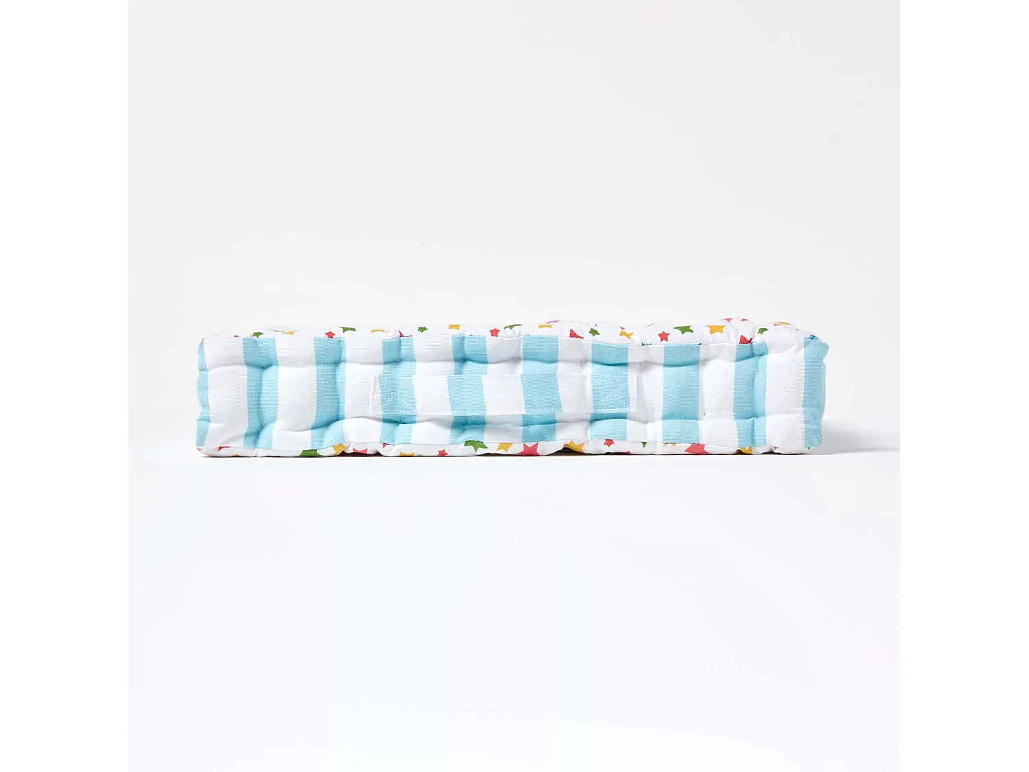 Homescapes 100% Cotton Stars Floor Cushion, 50 x 50 x 10 cm, Multi Colour, OEKO-TEX Certified, Handcrafted, 20 x 20 x 4"