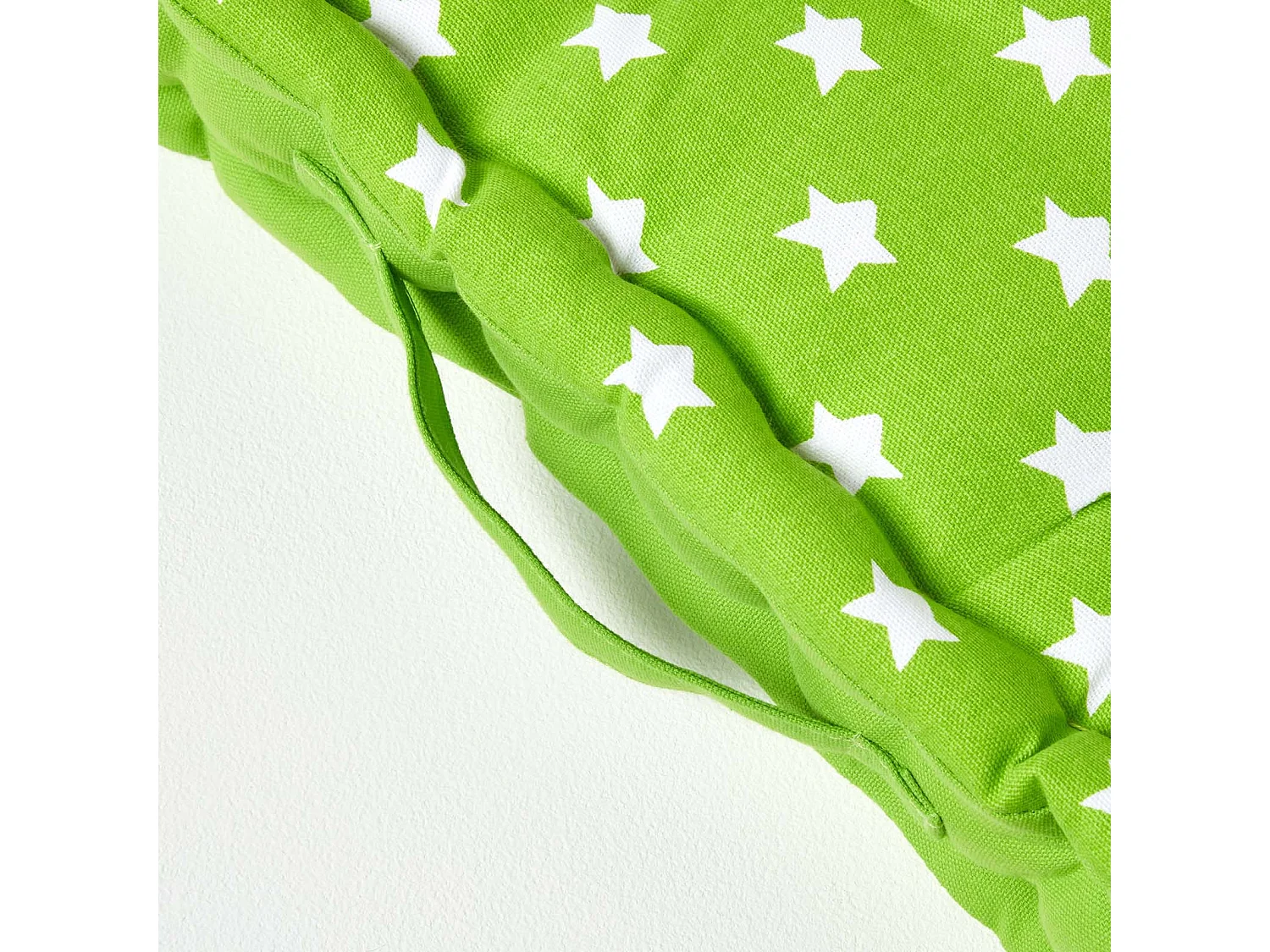 Homescapes 100% Cotton Stars Floor Cushion, 50 x 50 x 10 cm, Green, OEKO-TEX Certified, Handcrafted, 20 x 20 x 4"