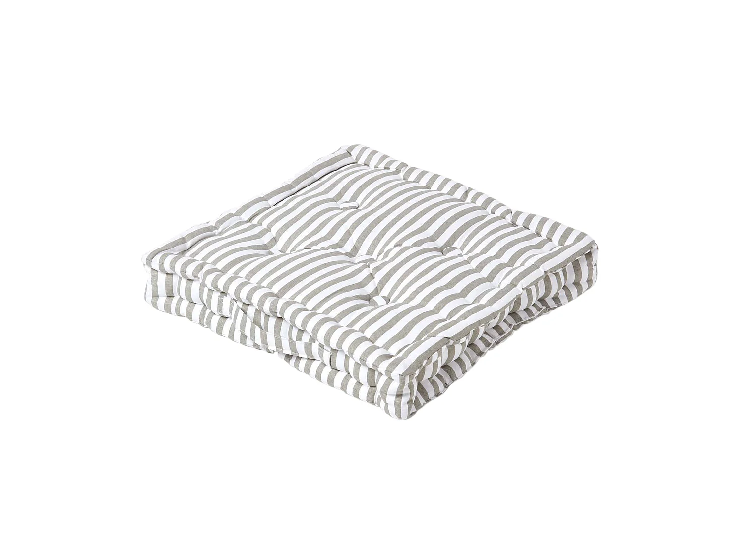Homescapes 100% Cotton Stripe Floor Cushion, 50 x 50 x 10 cm, Light Grey, OEKO-TEX Certified, Handcrafted, 20 x 20 x 4"