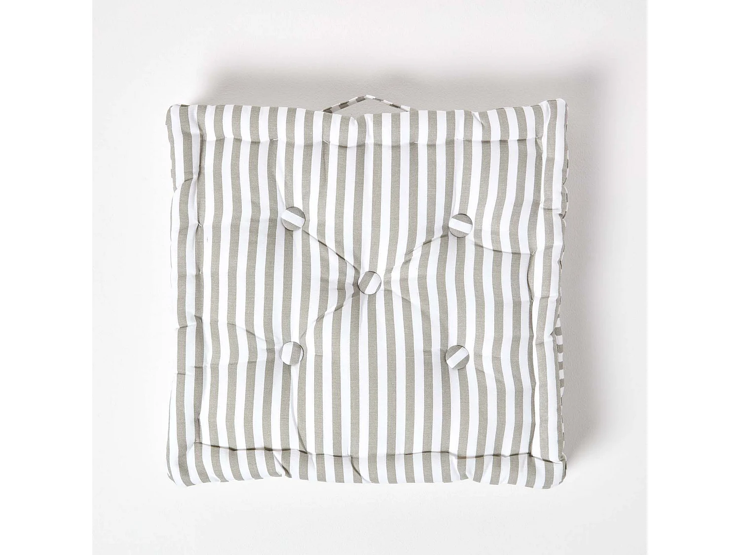 Homescapes 100% Cotton Stripe Floor Cushion, 50 x 50 x 10 cm, Light Grey, OEKO-TEX Certified, Handcrafted, 20 x 20 x 4"