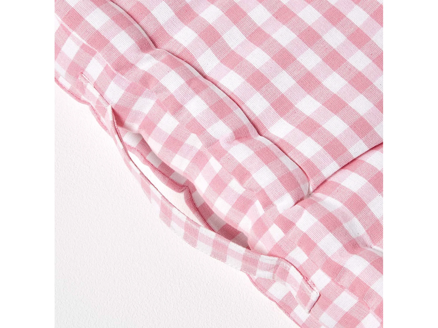 Homescapes 100% Cotton Gingham Floor Cushion, 40 x 40 x 8 cm, Pink, Block Check, OEKO-TEX Certified, Handcrafted, 16 x 16 x 3"