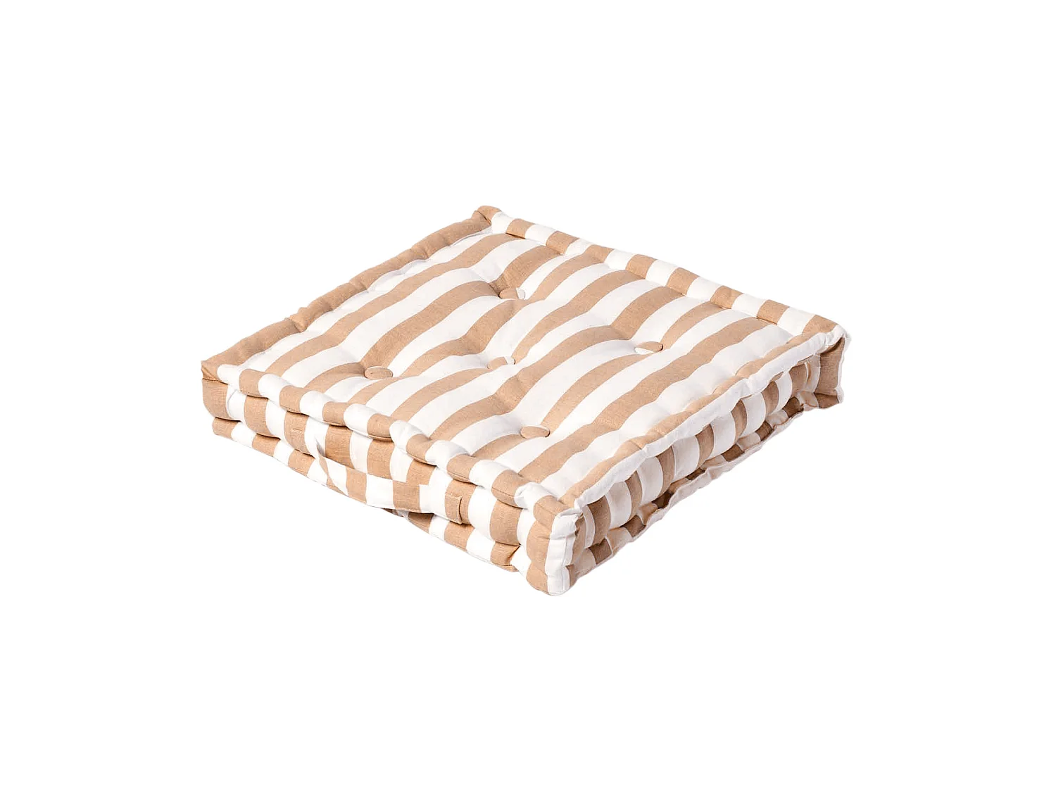 Homescapes 100% Cotton Stripe Floor Cushion, 50 x 50 x 10 cm, Beige, OEKO-TEX Certified, Handcrafted, 20 x 20 x 4"