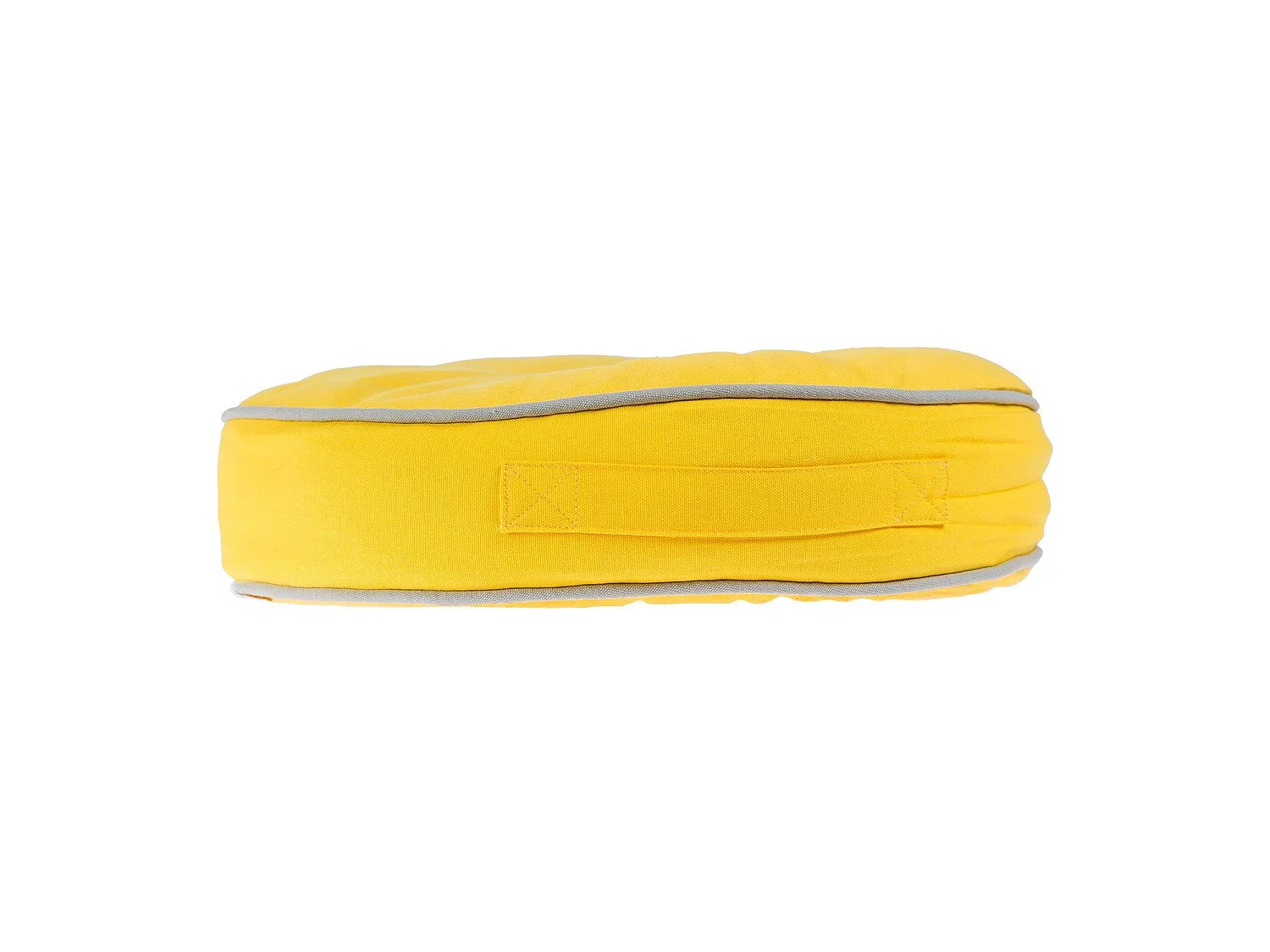 Homescapes 100% Cotton Round Floor Cushion, 43 x 7 cm, Yellow, Grey, OEKO-TEX Certified, Handcrafted, 17 x 3"