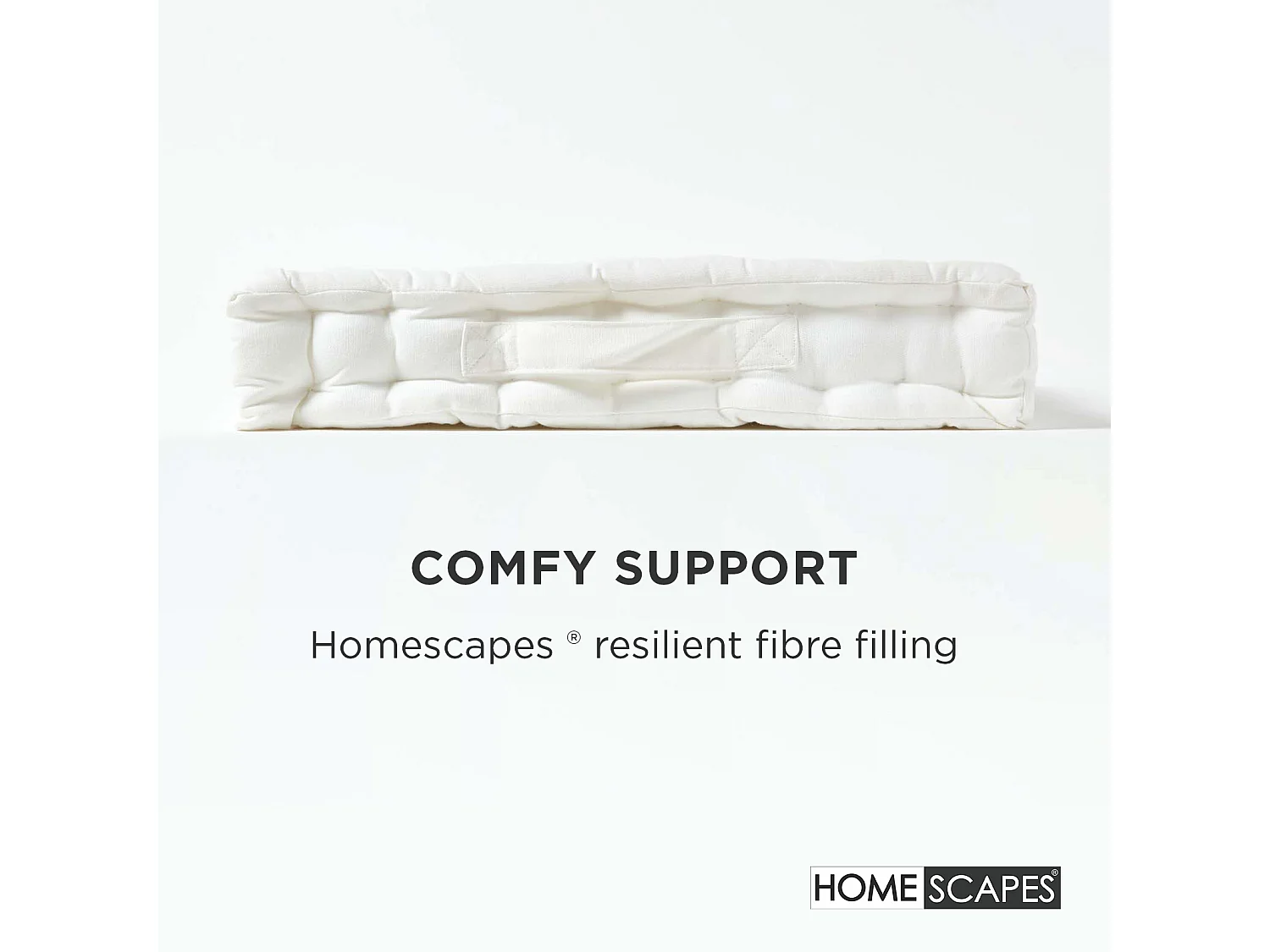 Homescapes 100% Cotton Plain Floor Cushion, 50 x 50 x 10 cm, White, OEKO-TEX Certified, Handcrafted, 20 x 20 x 4"