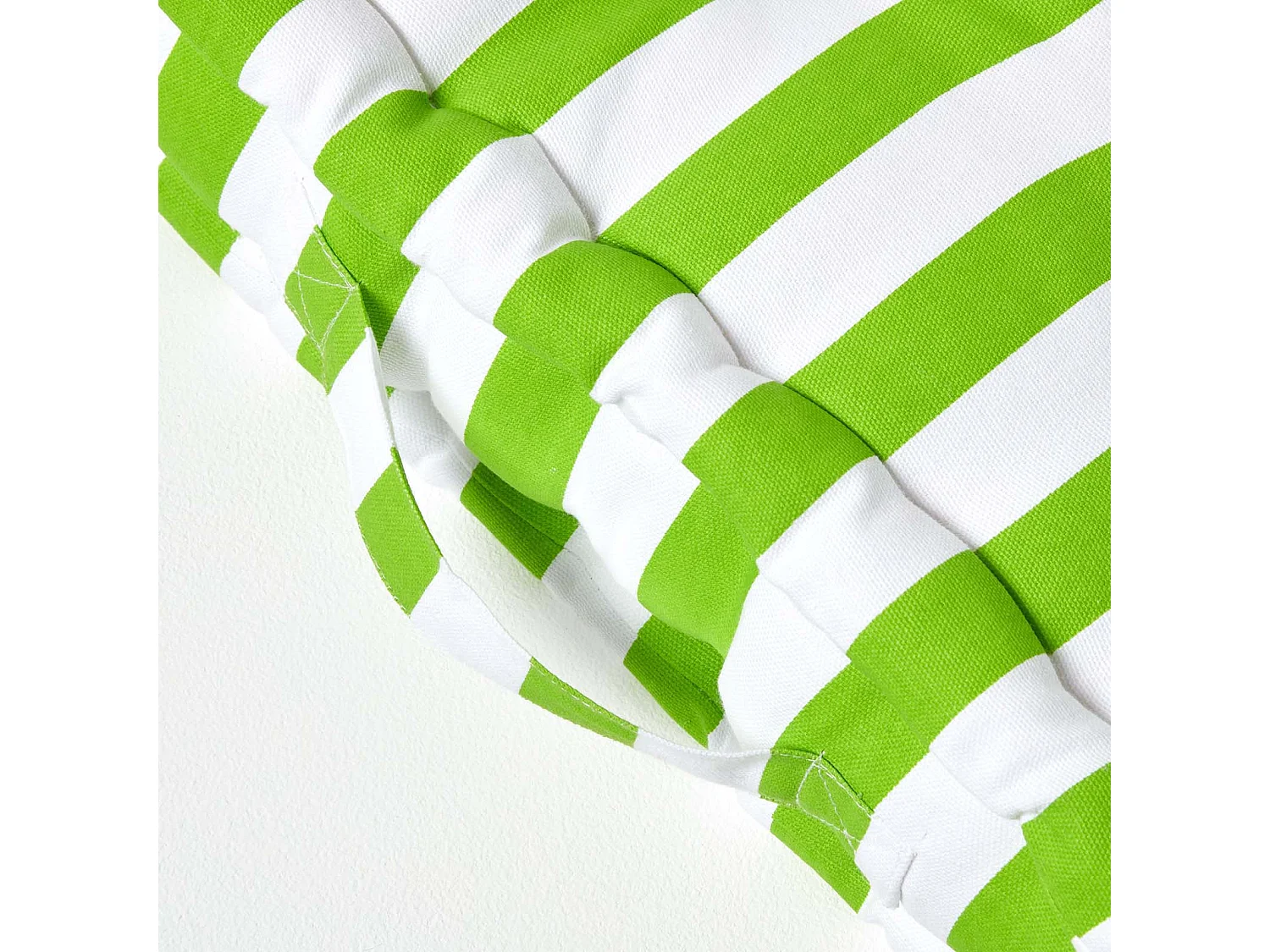 Homescapes 100% Cotton Stripe Floor Cushion, 40 x 40 x 8 cm, Green, OEKO-TEX Certified, Handcrafted, 16 x 16 x 3"