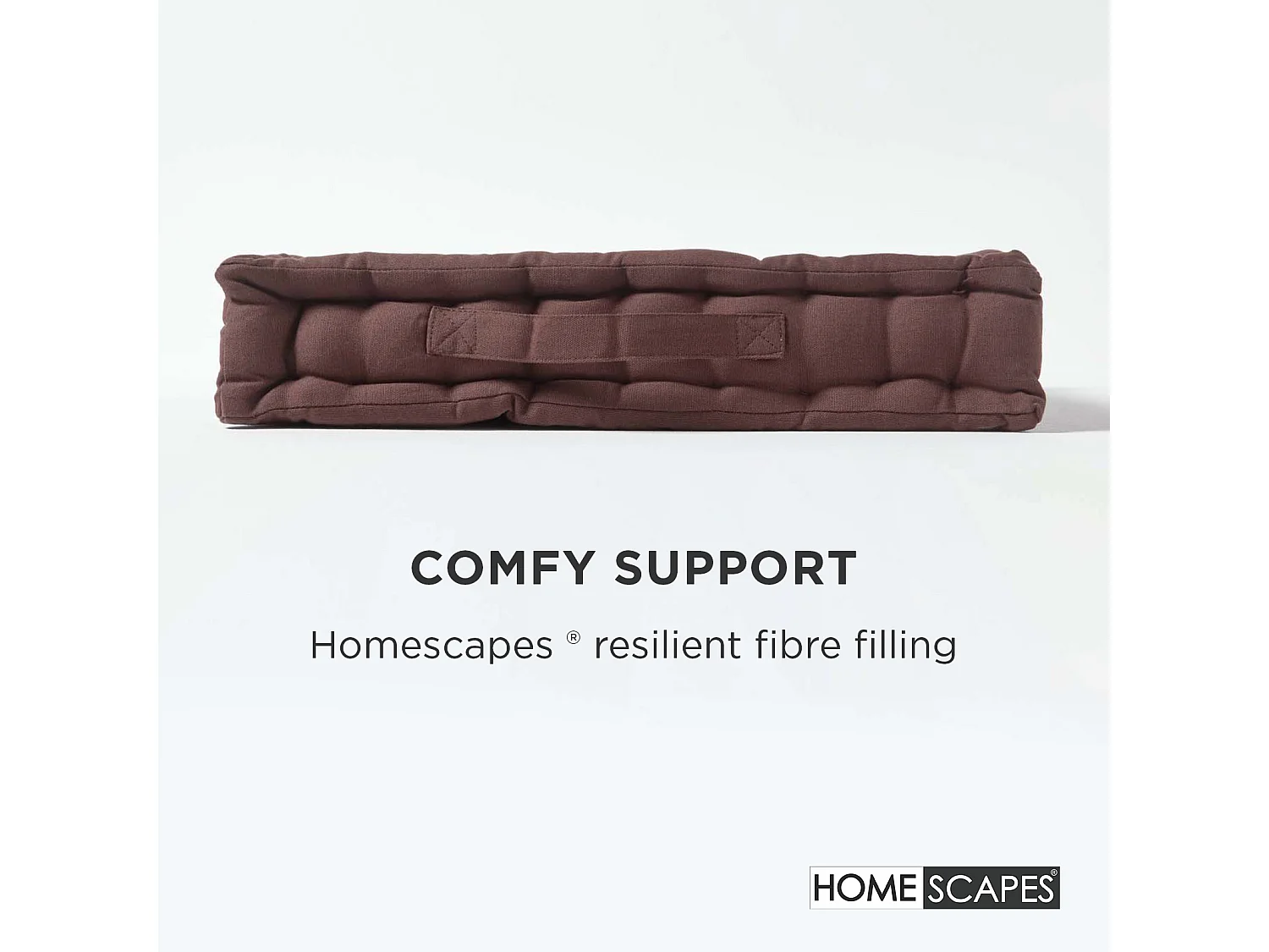 Homescapes 100% Cotton Plain Floor Cushion, 50 x 50 x 10 cm, Chocolate Brown, OEKO-TEX Certified, Handcrafted, 20 x 20 x 4"