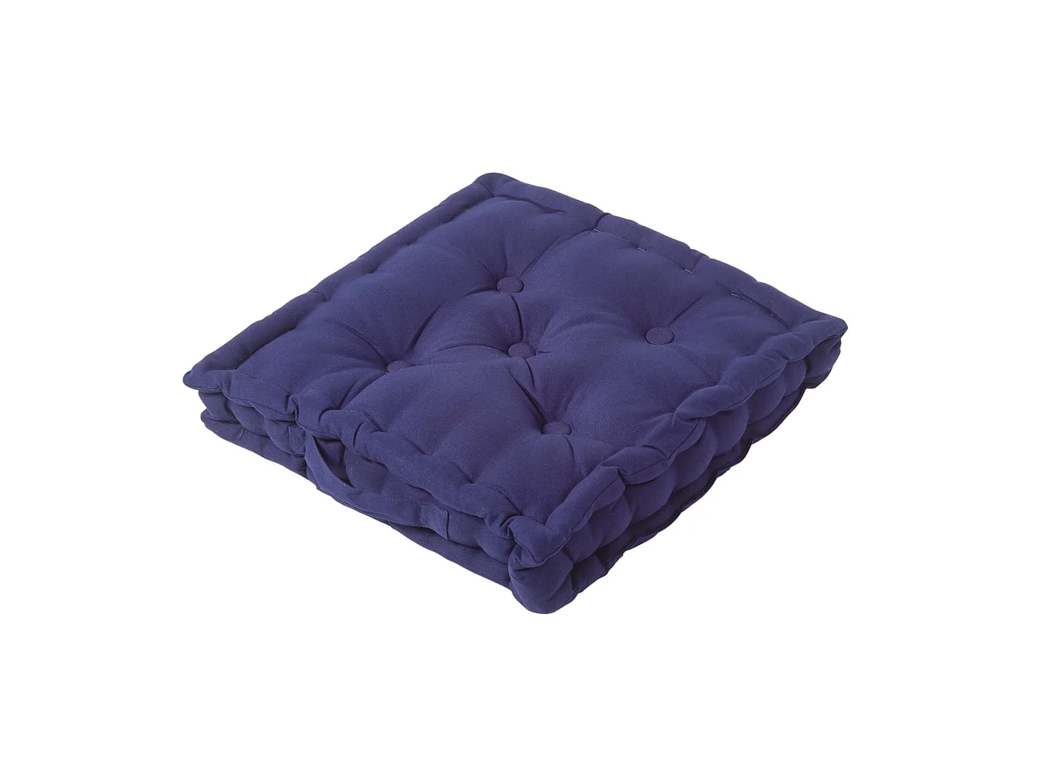 Homescapes 100% Cotton Plain Floor Cushion, 50 x 50 x 10 cm, Navy Blue, OEKO-TEX Certified, Handcrafted, 20 x 20 x 4"