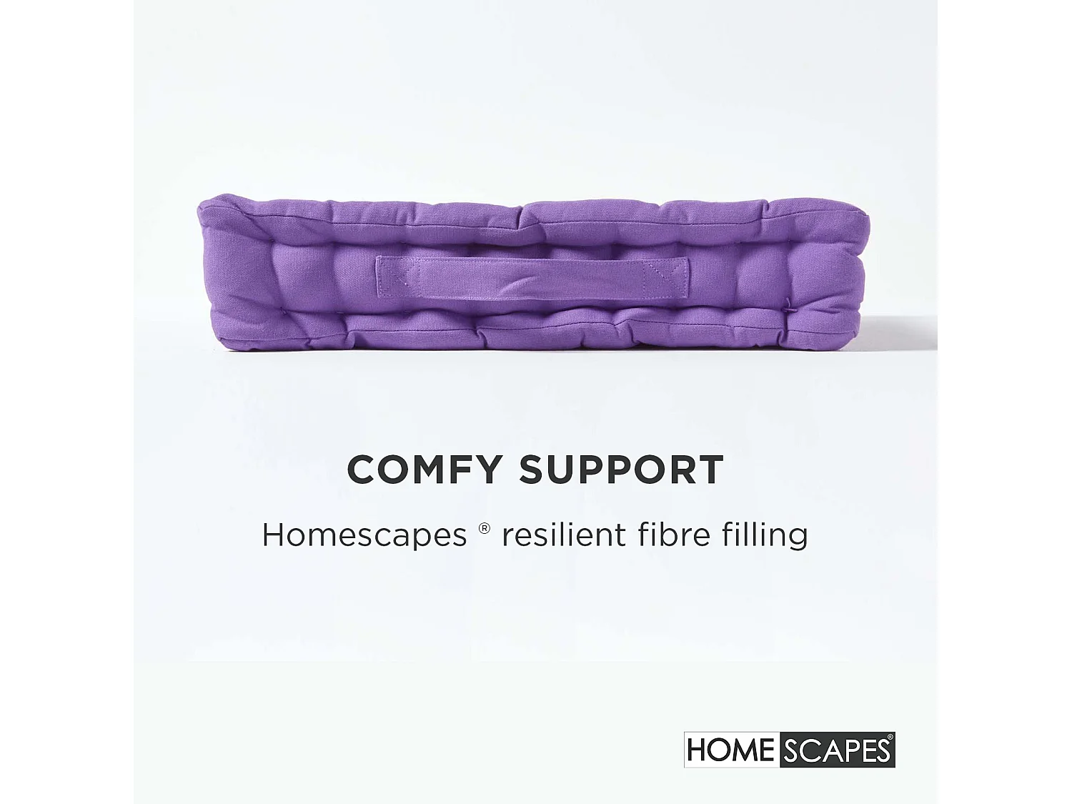 Homescapes 100% Cotton Plain Floor Cushion, 40 x 40 x 8 cm, Purple, OEKO-TEX Certified, Handcrafted, 16 x 16 x 3"