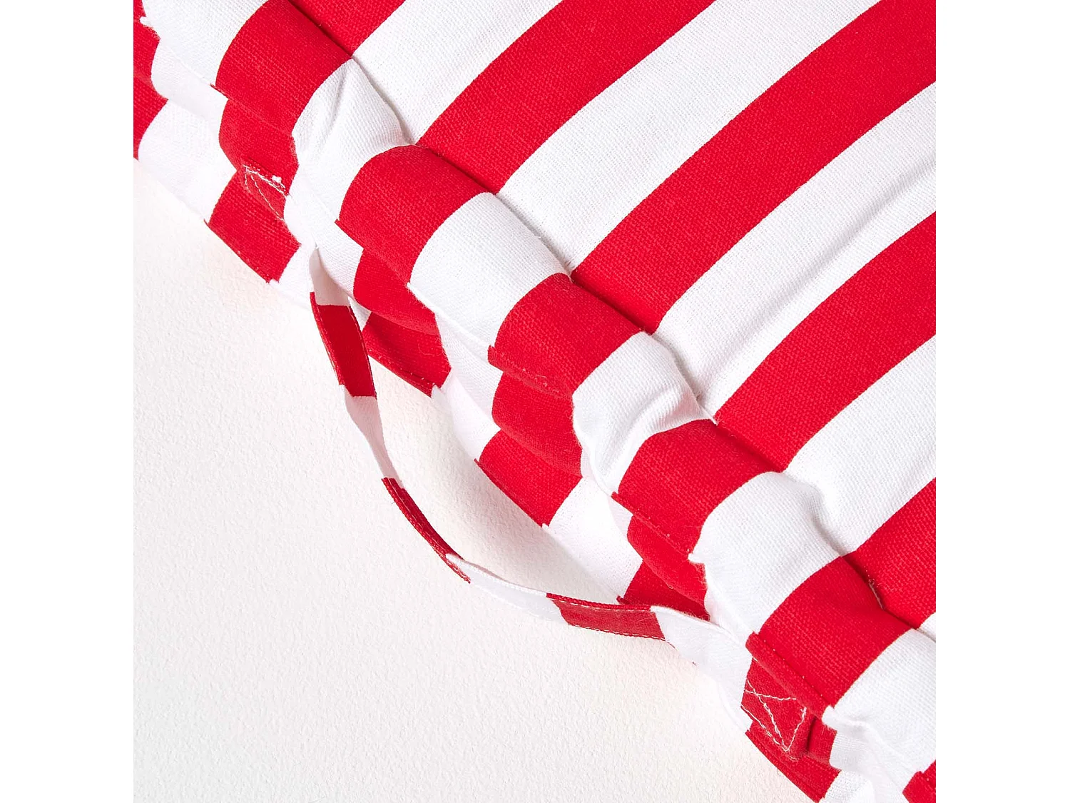 Homescapes 100% Cotton Stripe Floor Cushion, 40 x 40 x 8 cm, Red, OEKO-TEX Certified, Handcrafted, 16 x 16 x 3"