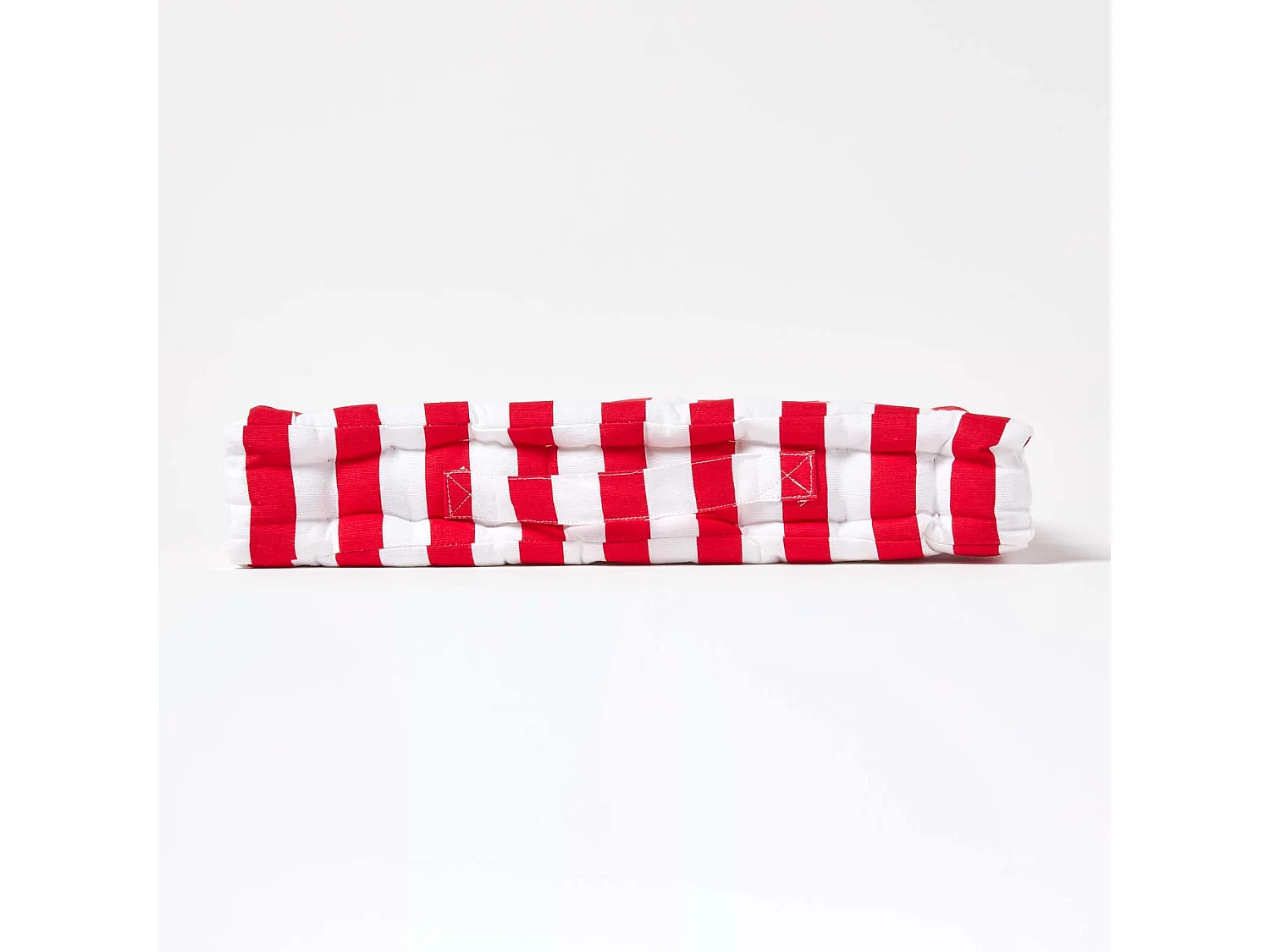 Homescapes 100% Cotton Stripe Floor Cushion, 40 x 40 x 8 cm, Red, OEKO-TEX Certified, Handcrafted, 16 x 16 x 3"