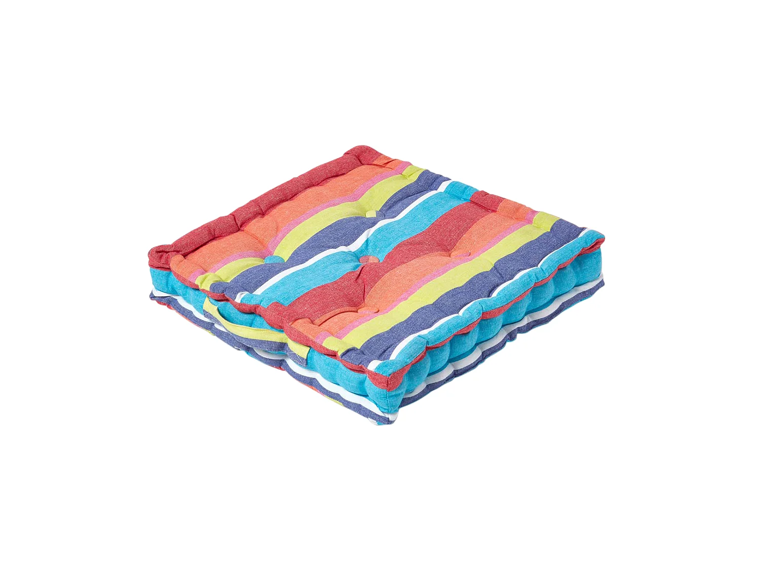 Homescapes 100% Cotton Stripe Floor Cushion, 50 x 50 x 10 cm, Multi Colour, OEKO-TEX Certified, Handcrafted, 20 x 20 x 4"