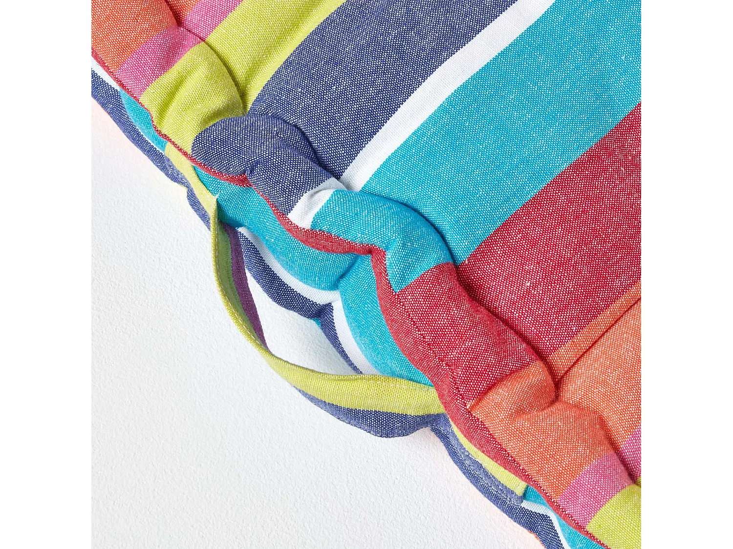 Homescapes 100% Cotton Stripe Floor Cushion, 50 x 50 x 10 cm, Multi Colour, OEKO-TEX Certified, Handcrafted, 20 x 20 x 4"
