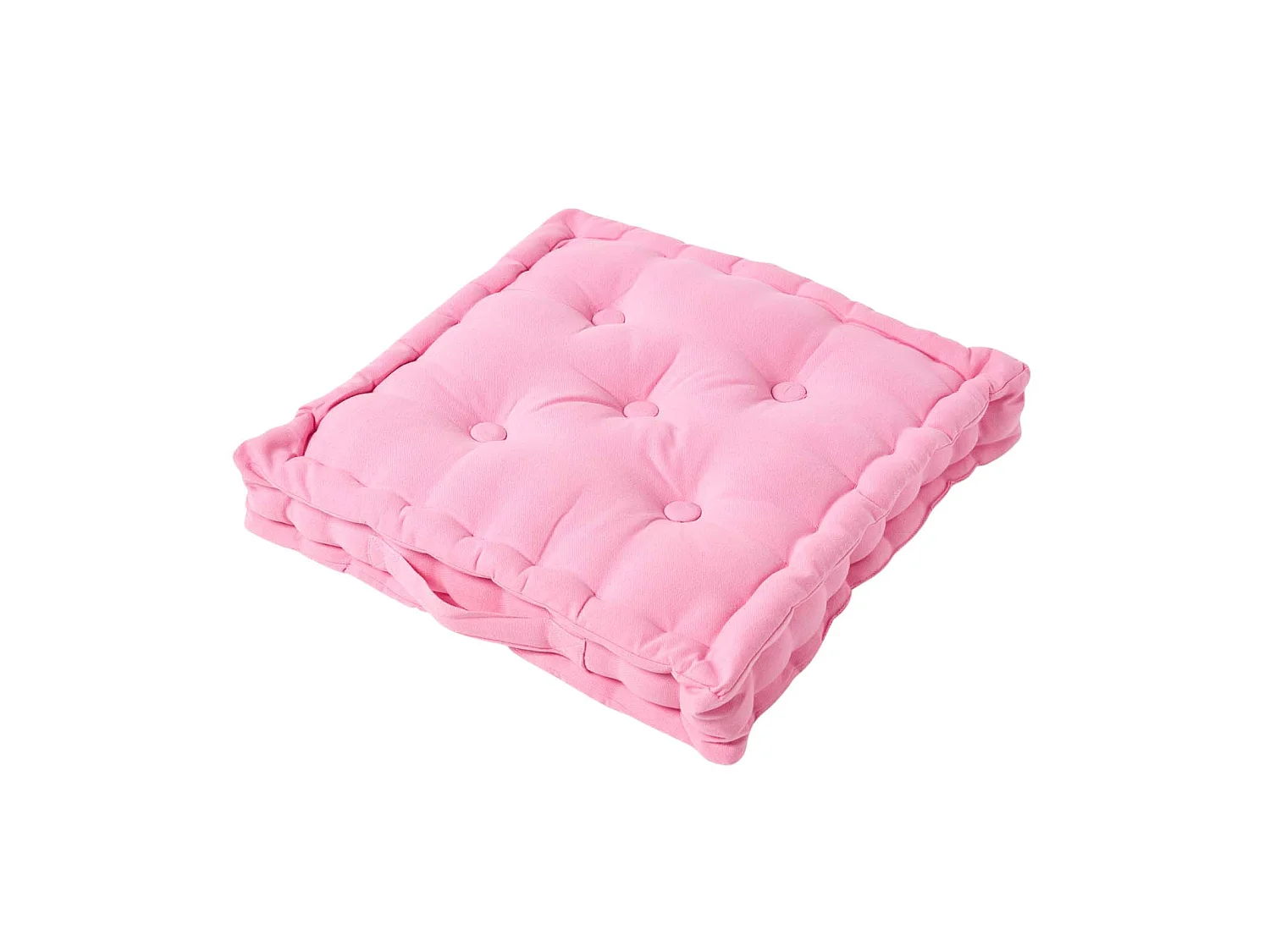Homescapes 100% Cotton Plain Floor Cushion, 50 x 50 x 10 cm, Pink, OEKO-TEX Certified, Handcrafted, 20 x 20 x 4"