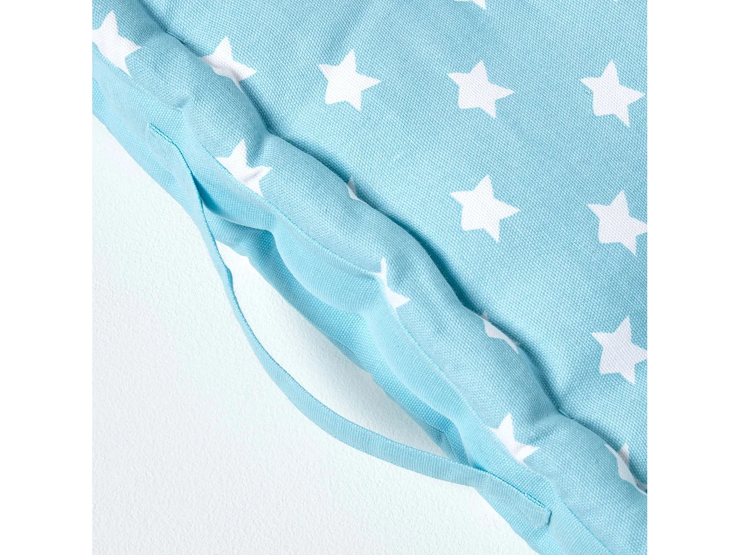 Homescapes 100% Cotton Stars Floor Cushion, 40 x 40 x 8 cm, Blue, OEKO-TEX Certified, Handcrafted, 16 x 16 x 3"