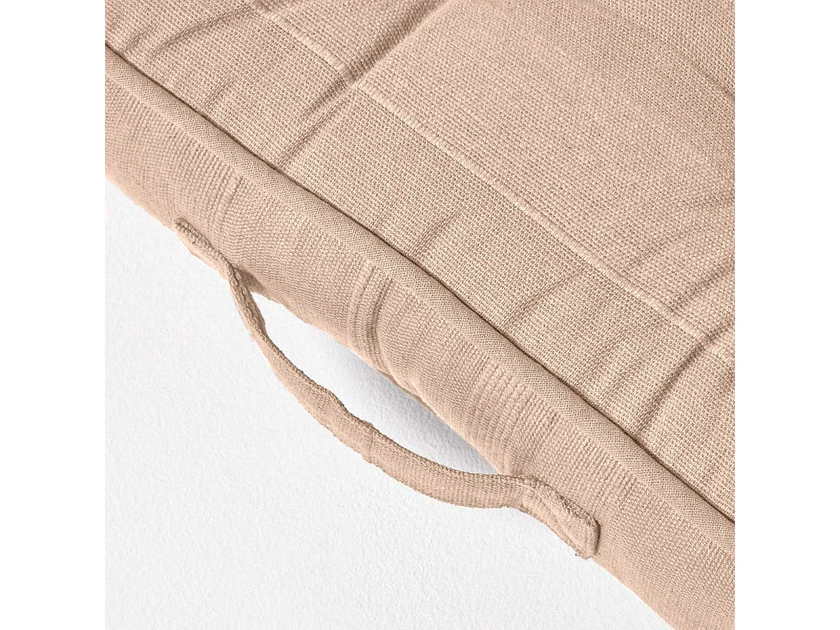 Homescapes 100% Cotton Rajput Floor Cushion, 40 x 40 x 8 cm, Beige, OEKO-TEX Certified, Handcrafted, 16 x 16 x 3"