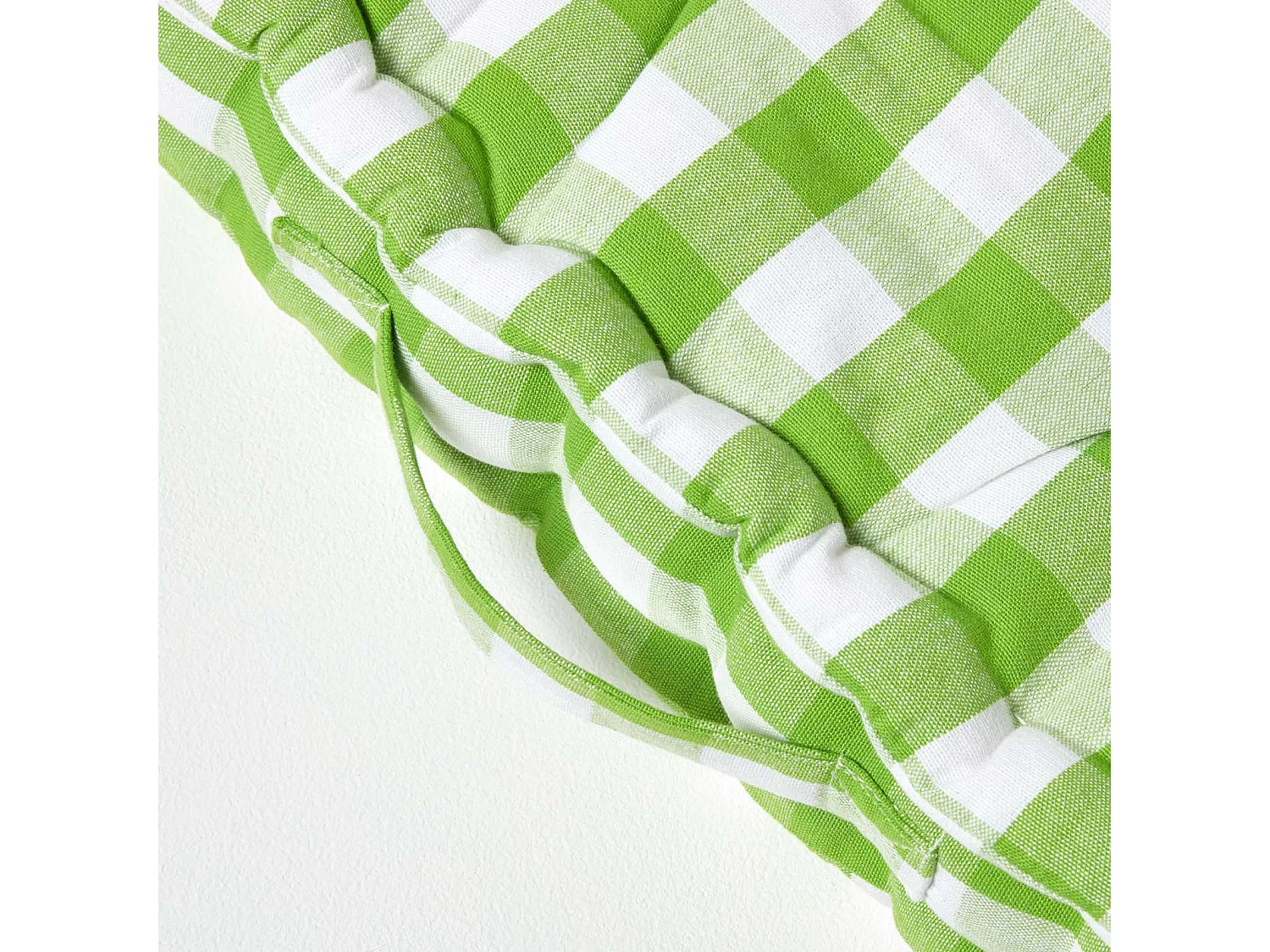 Homescapes 100% Cotton Gingham Floor Cushion, 50 x 50 x 10 cm, Green, Block Check, OEKO-TEX Certified, Handcrafted, 20 x 20 x 4"