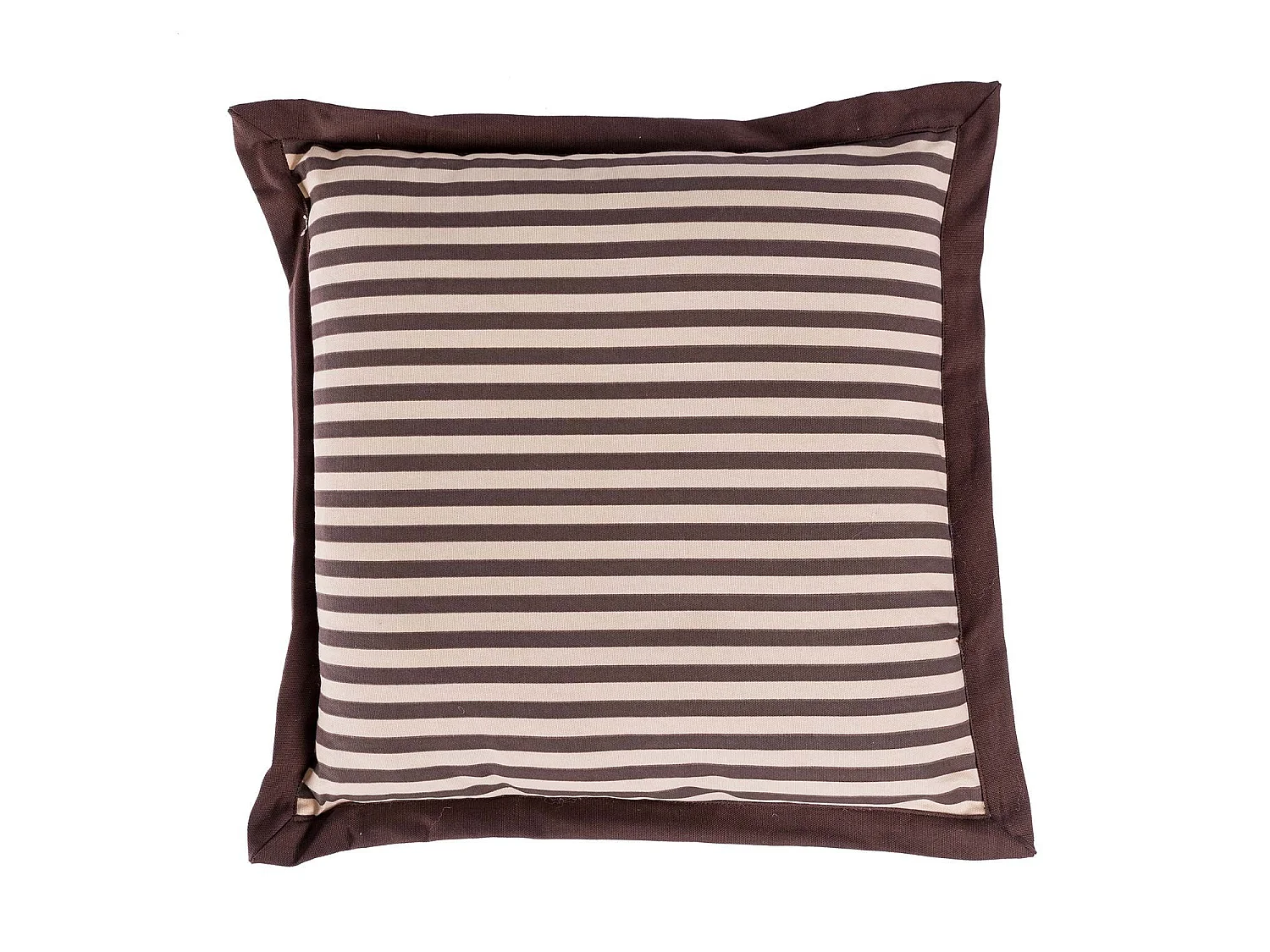 Homescapes 100% Cotton Stripe Floor Cushion, 40 x 40 x 8 cm, Brown, OEKO-TEX Certified, Handcrafted, 16 x 16 x 3"