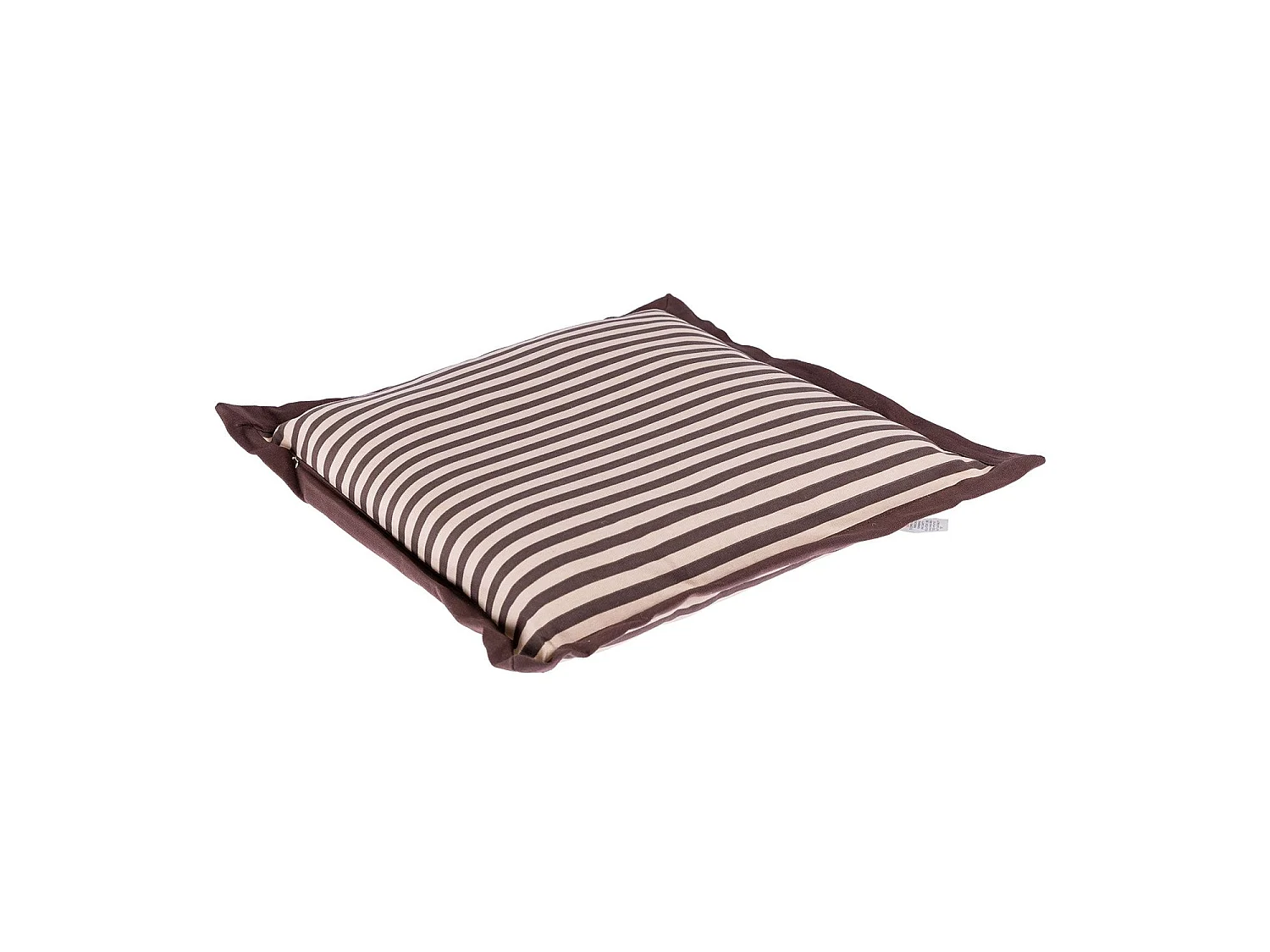Homescapes 100% Cotton Stripe Floor Cushion, 40 x 40 x 8 cm, Brown, OEKO-TEX Certified, Handcrafted, 16 x 16 x 3"