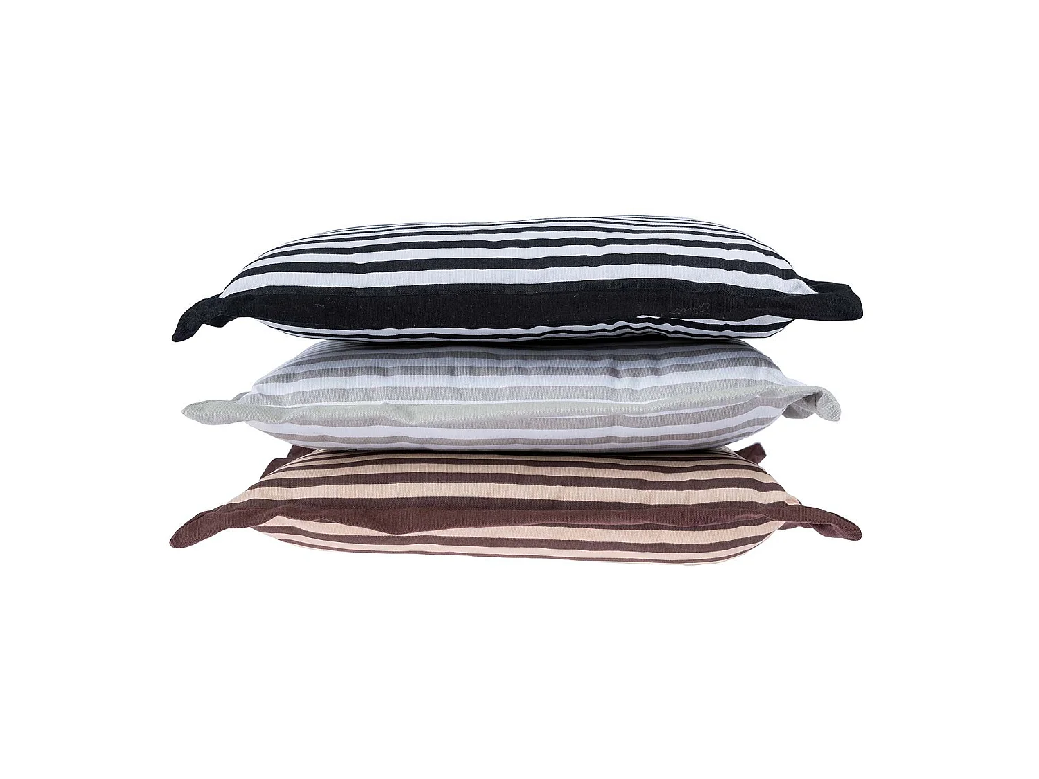 Homescapes 100% Cotton Stripe Floor Cushion, 40 x 40 x 8 cm, Brown, OEKO-TEX Certified, Handcrafted, 16 x 16 x 3"