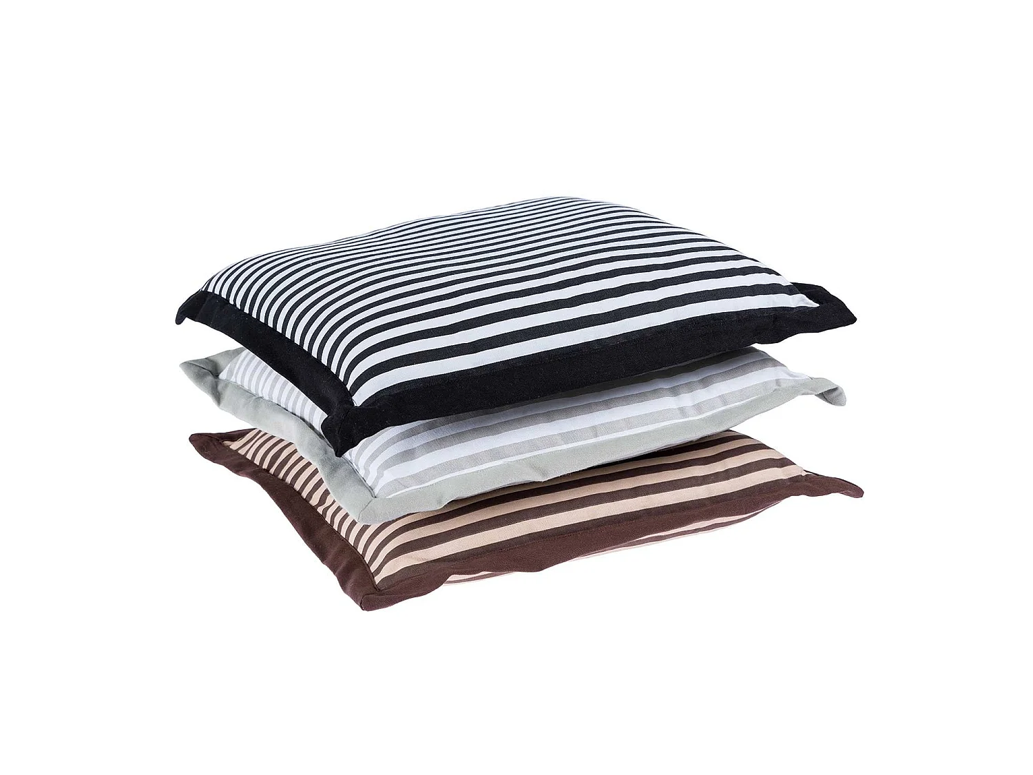 Homescapes 100% Cotton Stripe Floor Cushion, 40 x 40 x 8 cm, Brown, OEKO-TEX Certified, Handcrafted, 16 x 16 x 3"