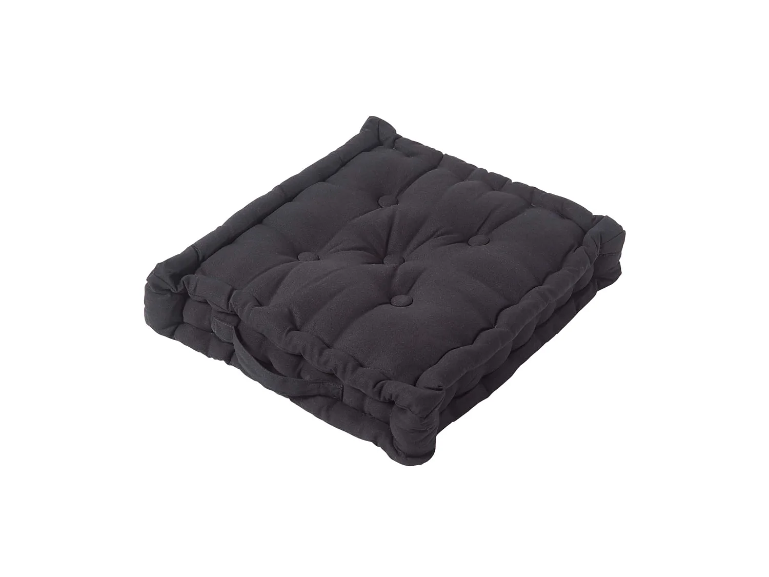 Homescapes 100% Cotton Plain Floor Cushion, 40 x 40 x 8 cm, Black, OEKO-TEX Certified, Handcrafted, 16 x 16 x 3"