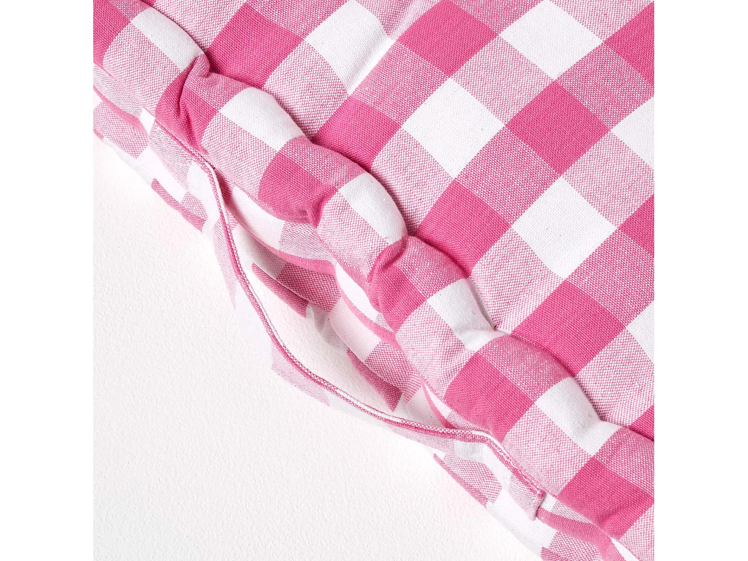 Homescapes 100% Cotton Gingham Floor Cushion, 50 x 50 x 10 cm, Pink, Block Check, OEKO-TEX Certified, Handcrafted, 20 x 20 x 4"