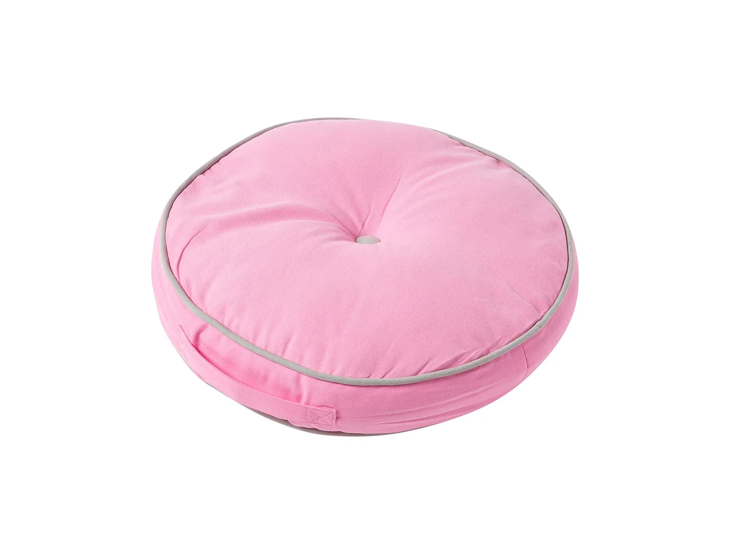 Homescapes 100% Cotton Round Floor Cushion, 43 x 7 cm, Pink, Grey, OEKO-TEX Certified, Handcrafted, 17 x 3"